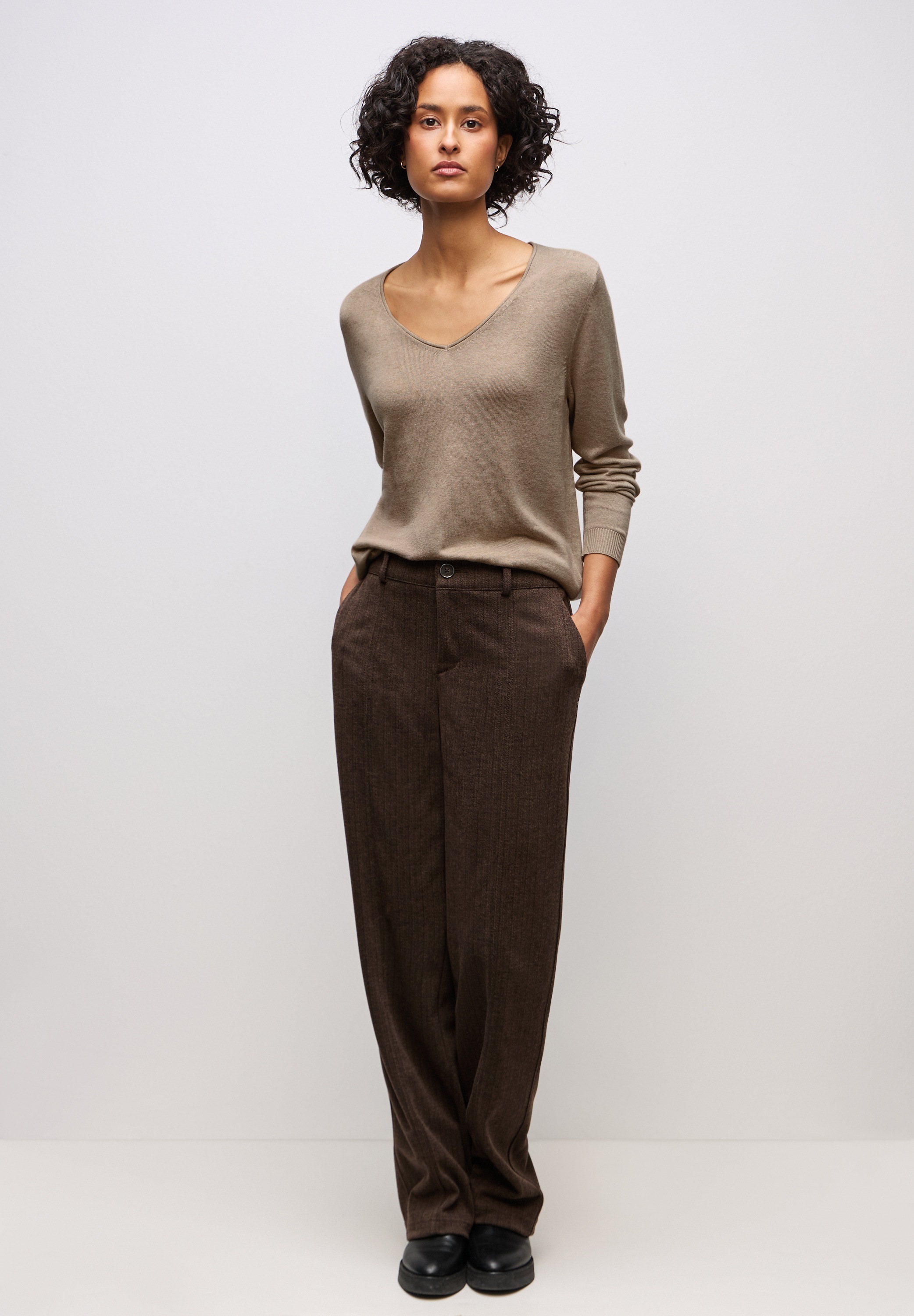 STREET ONE V-Ausschnitt-Pullover Feinstrick