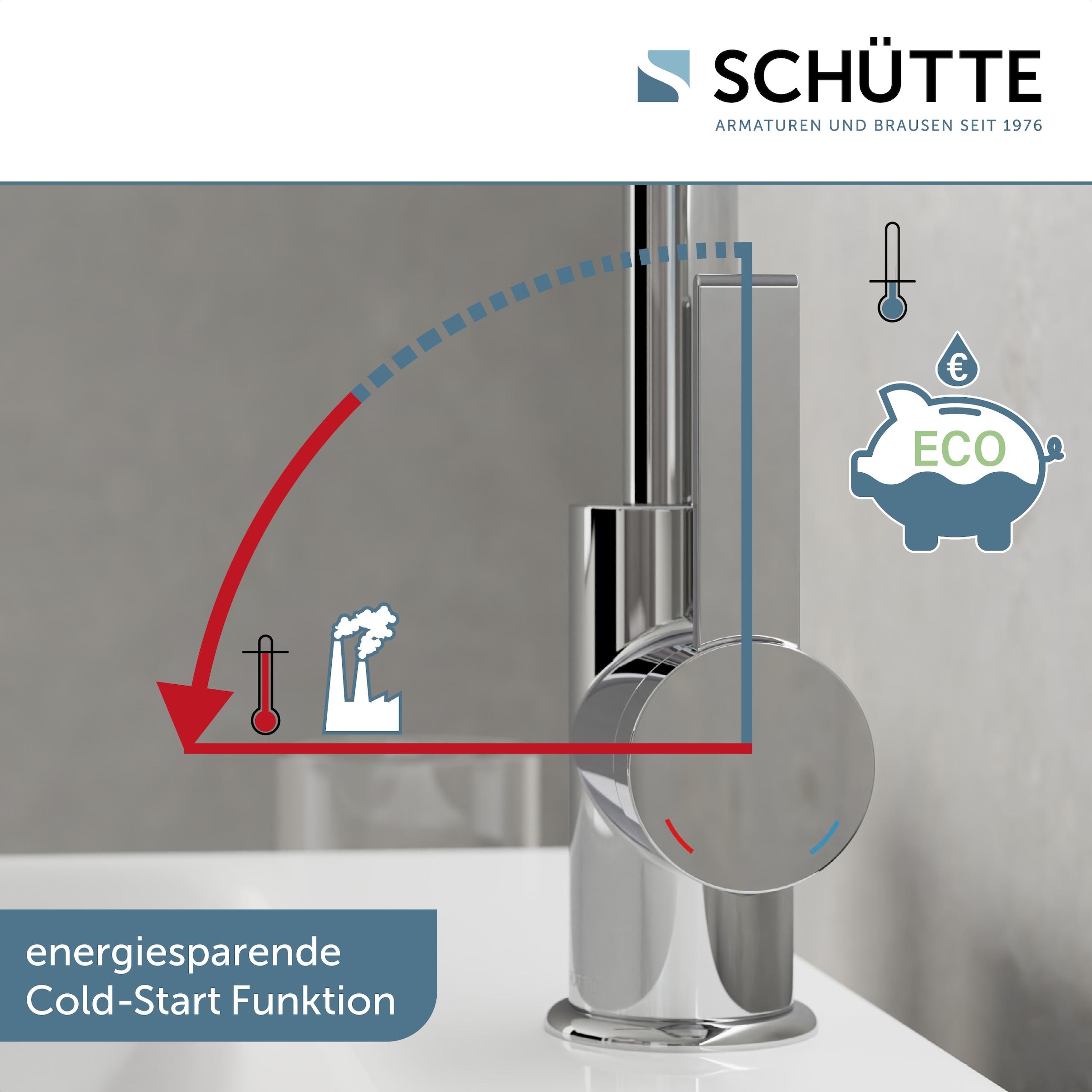 Schütte Waschtischarmatur »»LOS ANGELES««, (1 St.), Praktische Cold-Start-Funktion zum Energiesparen