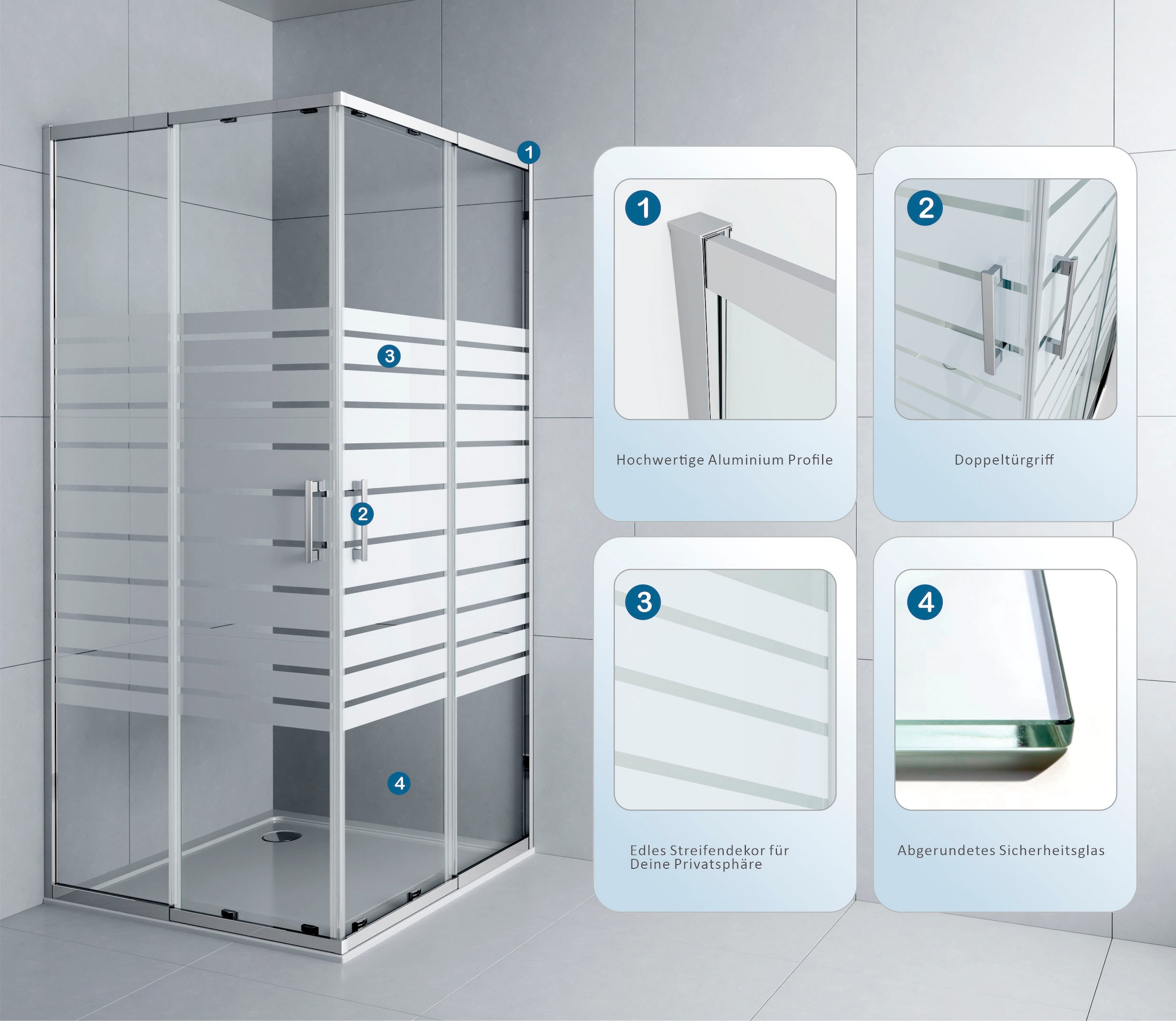 welltime Eckdusche »Trento Slimline« Eckdusche mit Profil in schmalem Design