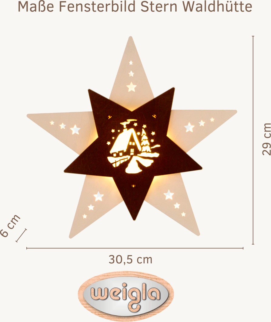 Weigla Dekostern "LED Waldhütte, beleuchtetes Fensterbild, WEIẞ-BRAUN, Made günstig online kaufen