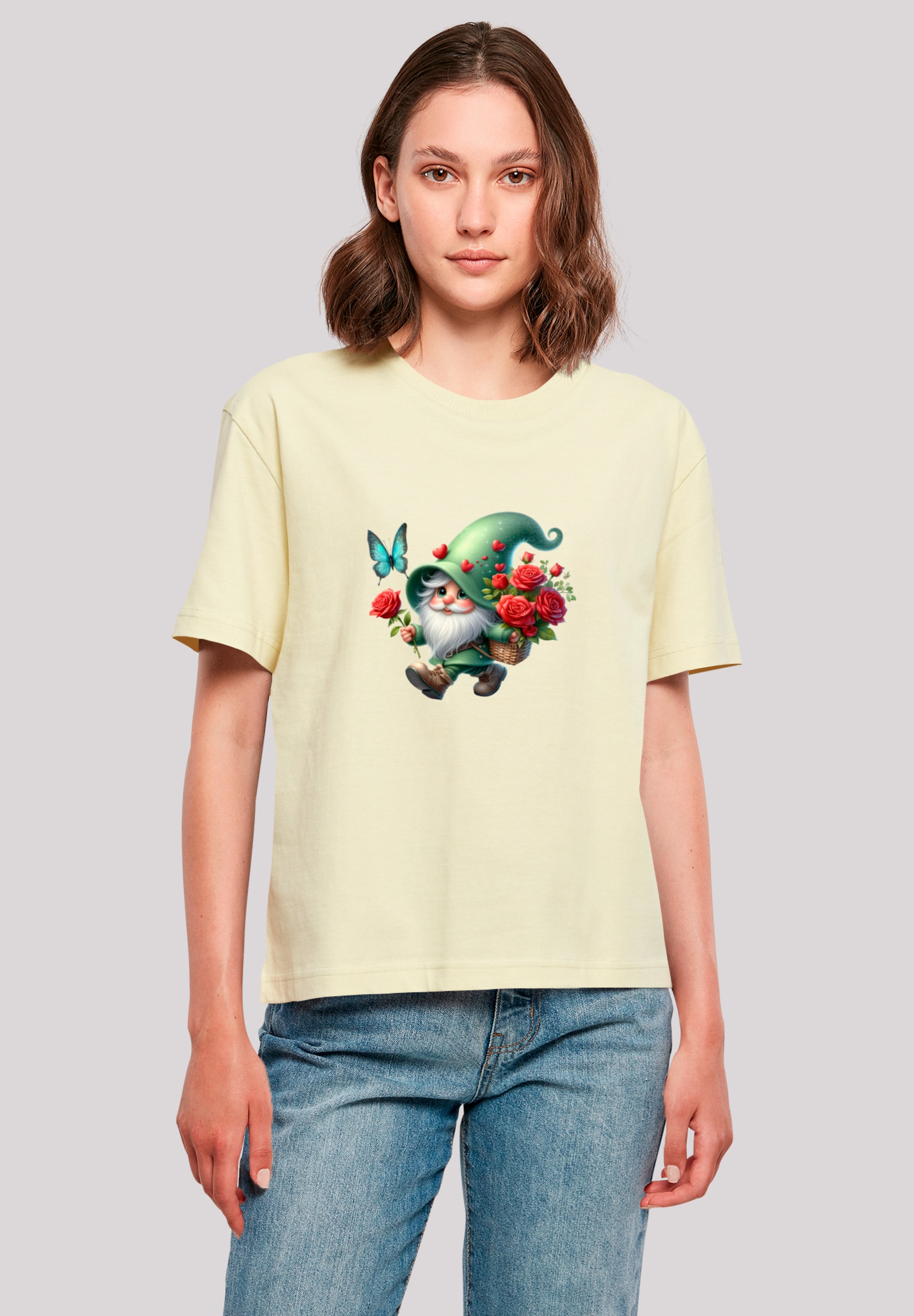 F4NT4STIC T-Shirt "Gnom Frühling Blumen Schmetterling", Premium Qualität günstig online kaufen