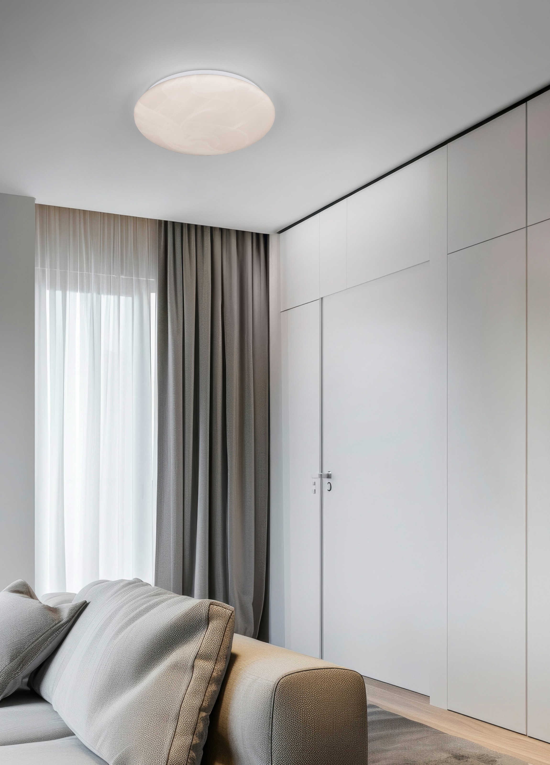 REALITY Leuchten LED Deckenleuchte »UMBRIA, LED Deckenlampe Kunststoff Alabaster weiß 4000K kaltweiß«, 1 flammig, Leuchtmittel LED-Board | LED fest integriert, 12W 1600 Lumen, Wand- oder Deckenlampe, Höhe 6,5 cm Ø 28 cm