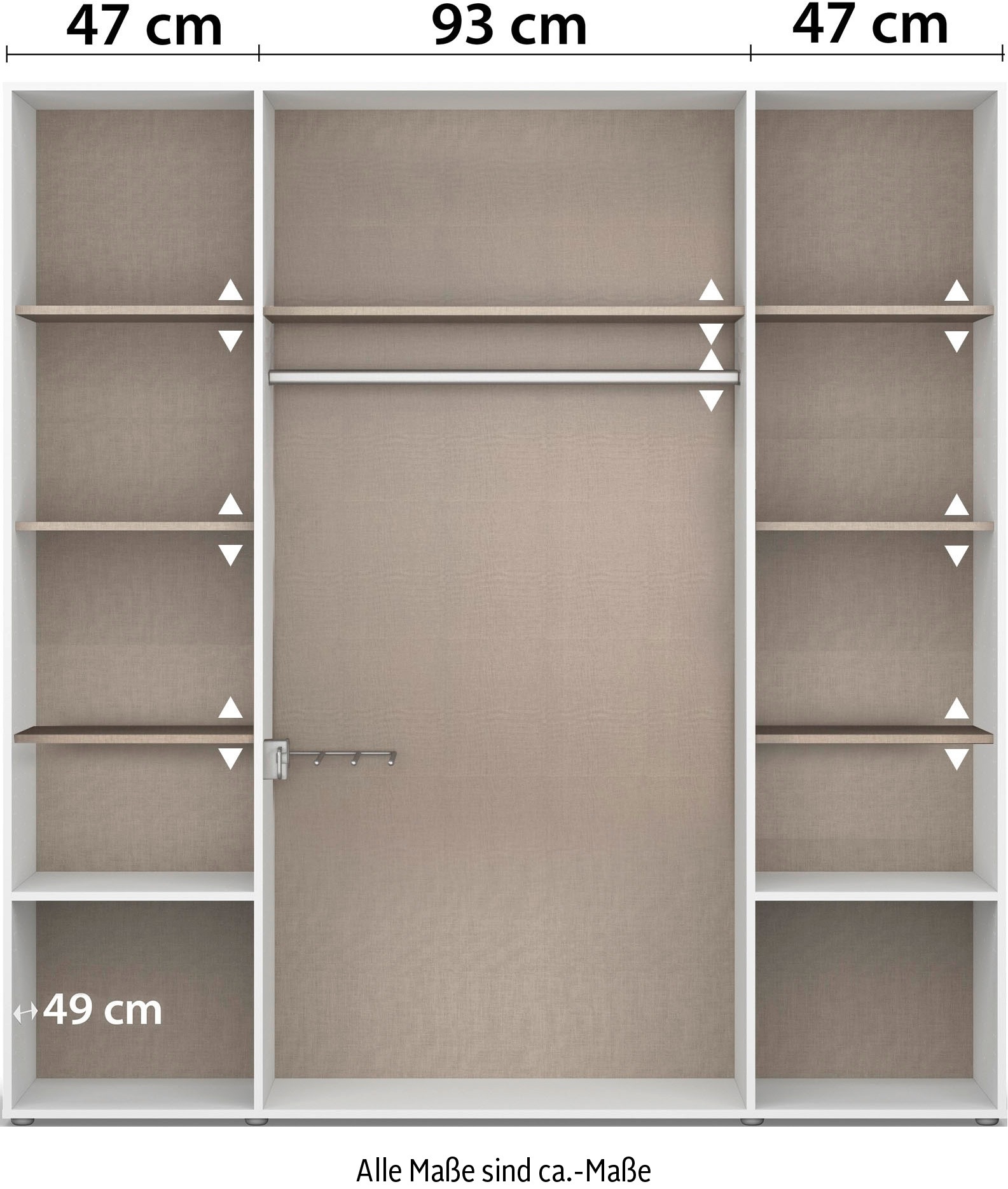 rauch Drehtürenschrank »Kleiderschrank Schrank Garderobe Wäscheschrank VOYAGER«, (in 3 verschiedenen Ausstattungen BASIC/CLASSIC/PREMIUM), moderne Griffe in Graumetallic mit Außenschubkästen MADE IN GERMANY