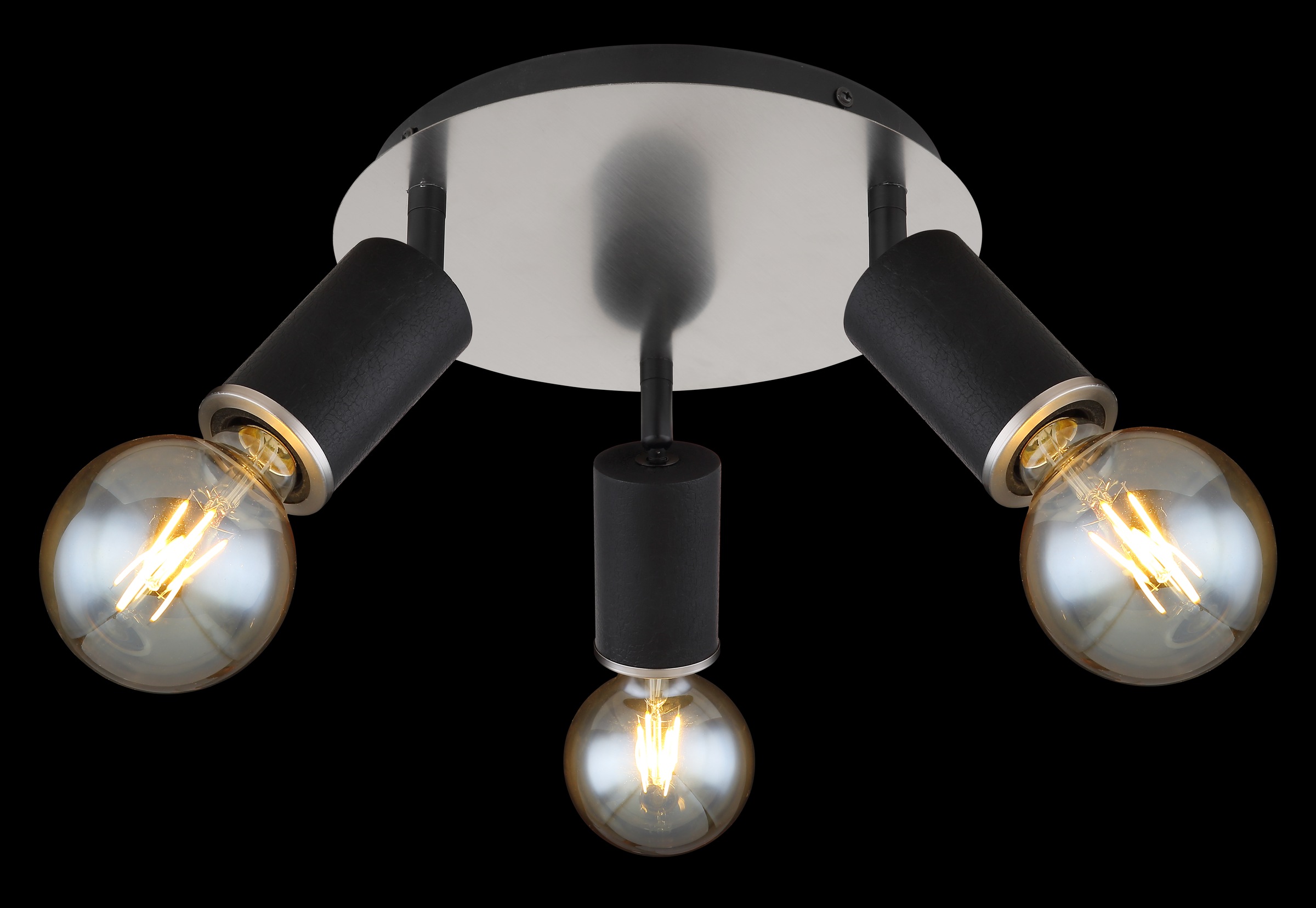 GLOBO LIGHTING Deckenspot »JOSEBA« E27 1 Stk. Schwarzer Strahler mit Holz schwarz, Nickel matt, E27 3x60W