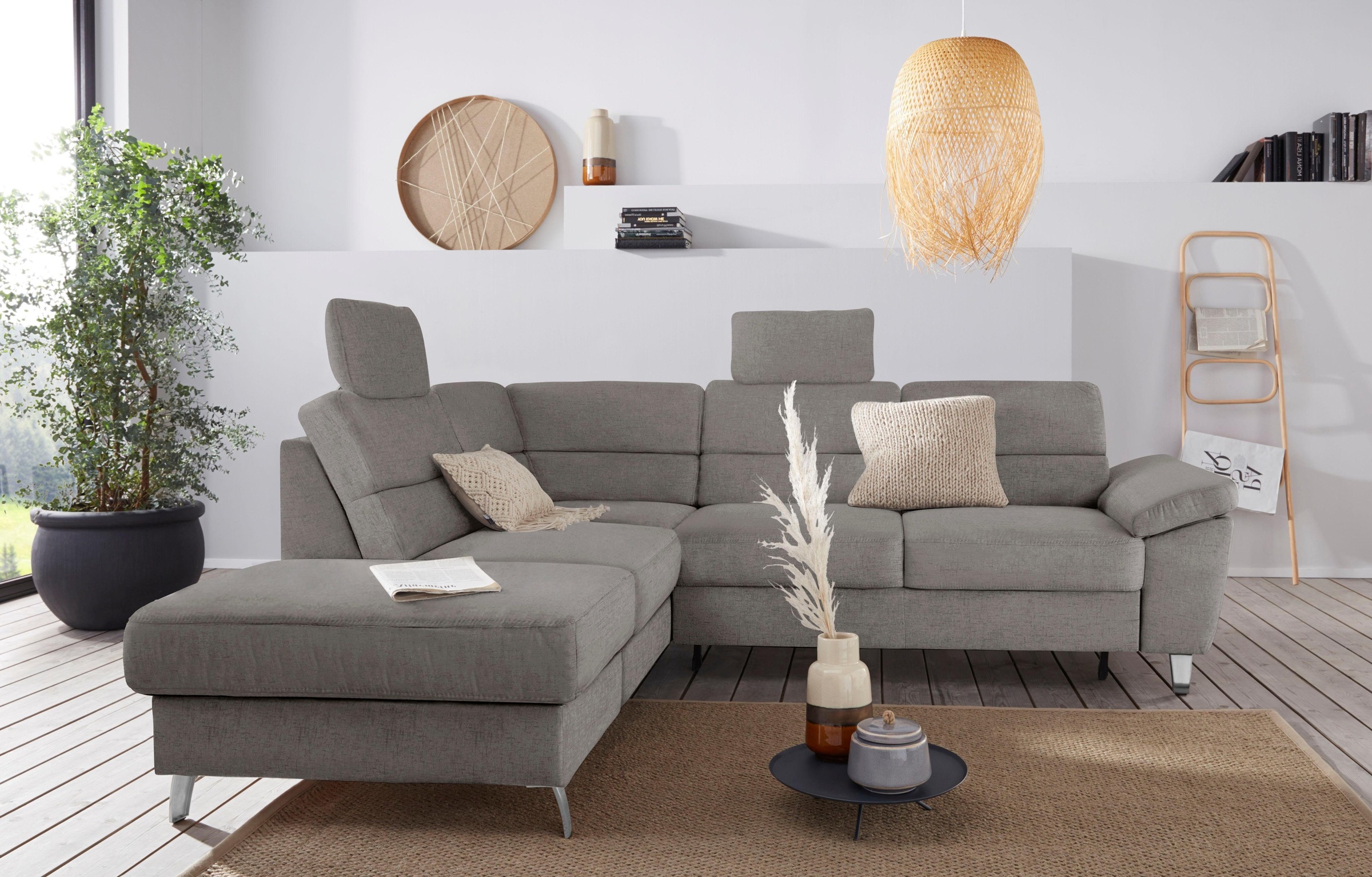 sit&more Ecksofa »Sorano L-Form«, wahlweise mit Bettfunktion und Bettkasten