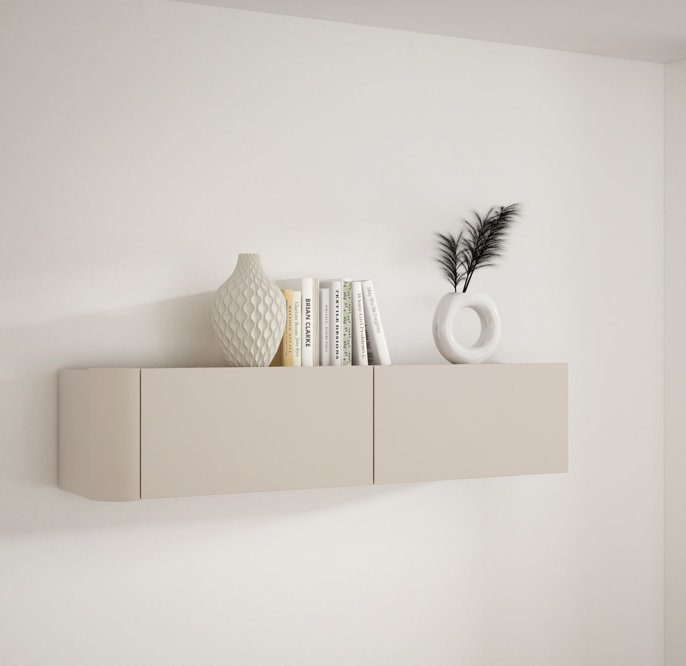 FORTE Wandregal B/H/T 128,6/30,1/34 cm, Klappen, grifflose Front