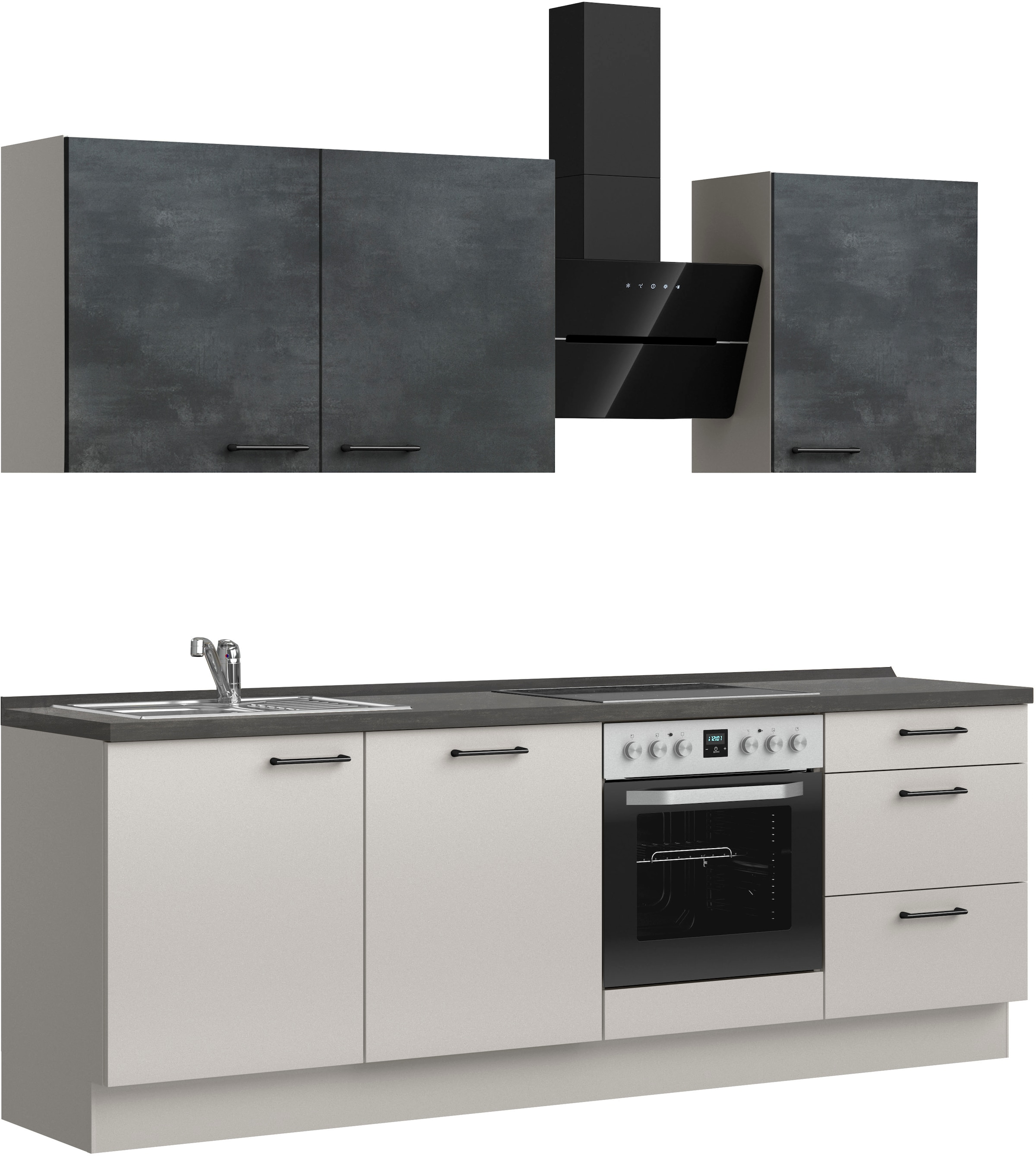 nobilia® Küchenzeile »"MIAMI", Ausrichtung wählbar, Breite 240 cm« vormontiert, wahlw. mit unterschiedlichen E-Geräten-Sets