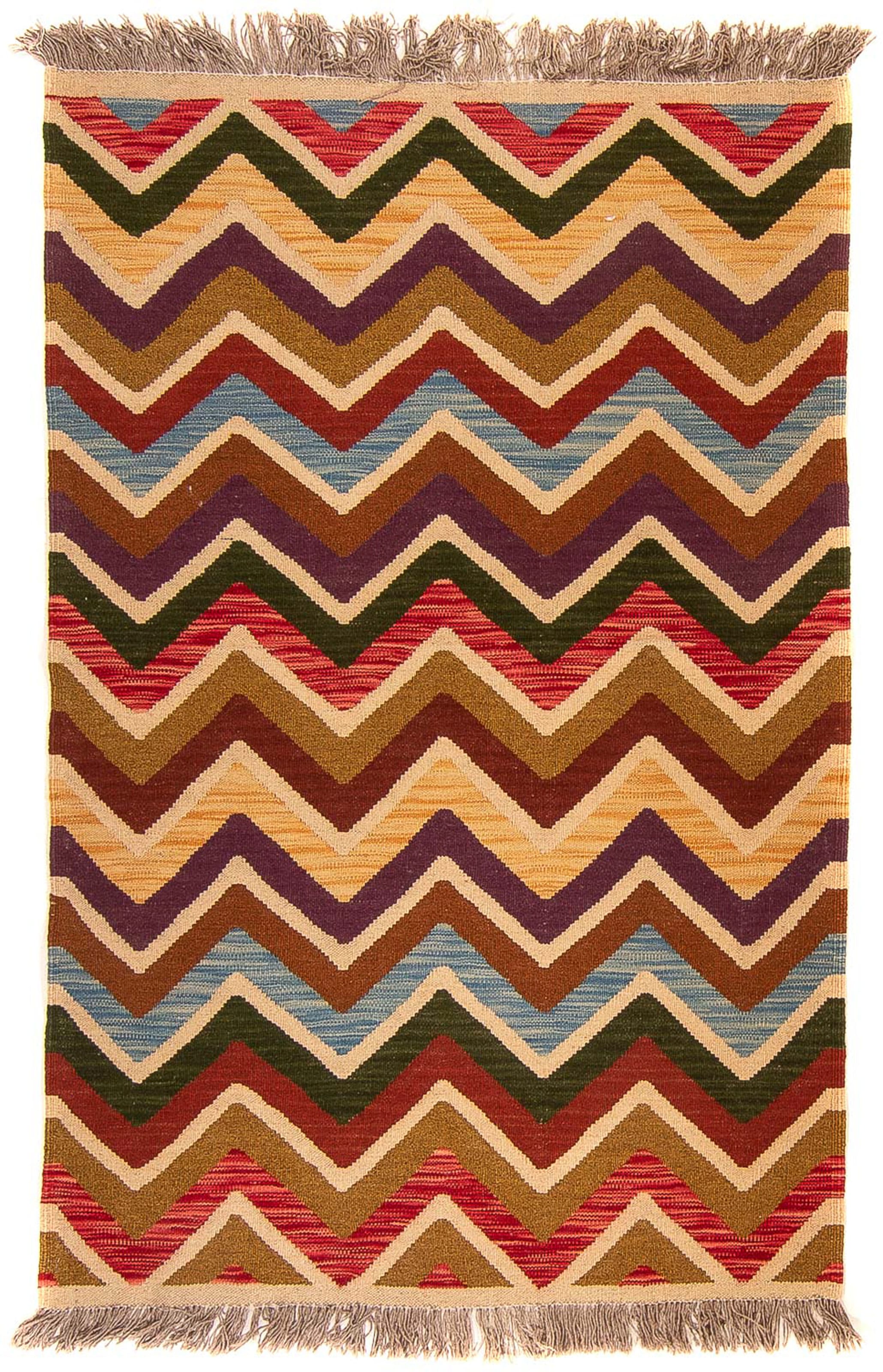 morgenland Wollteppich »Kelim - Splash - 156 x 100 cm - mehrfarbig«, rechteckig, Wohnzimmer, Einzelstück