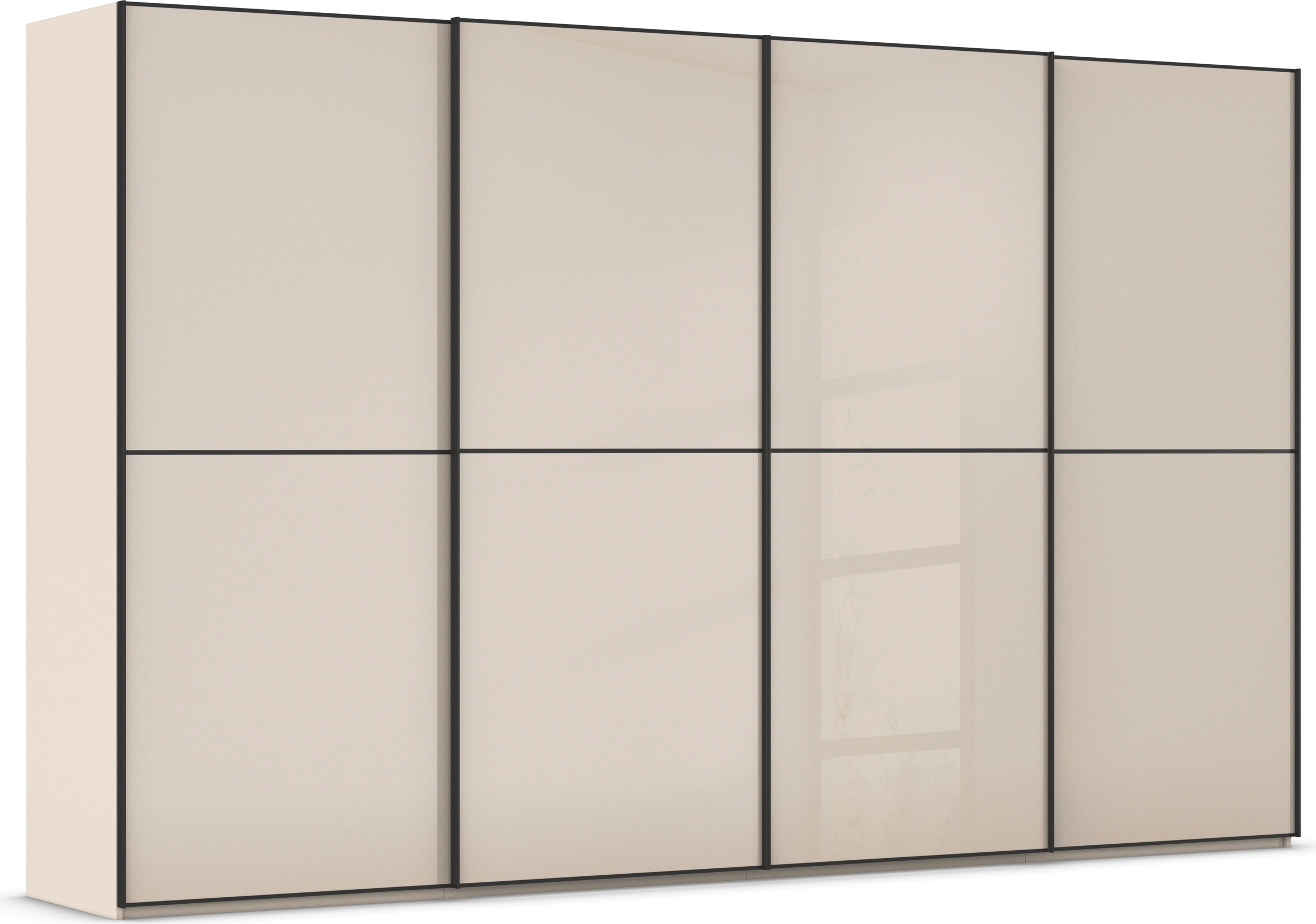 rauch Schwebetürenschrank "Kleiderschrank Schrank Garderobe Schlafzimmerschrank SCALE-DUO" edle zweigeteilte Türen Glas-Front mit 3 Zierleisten MADE IN GERMANY
