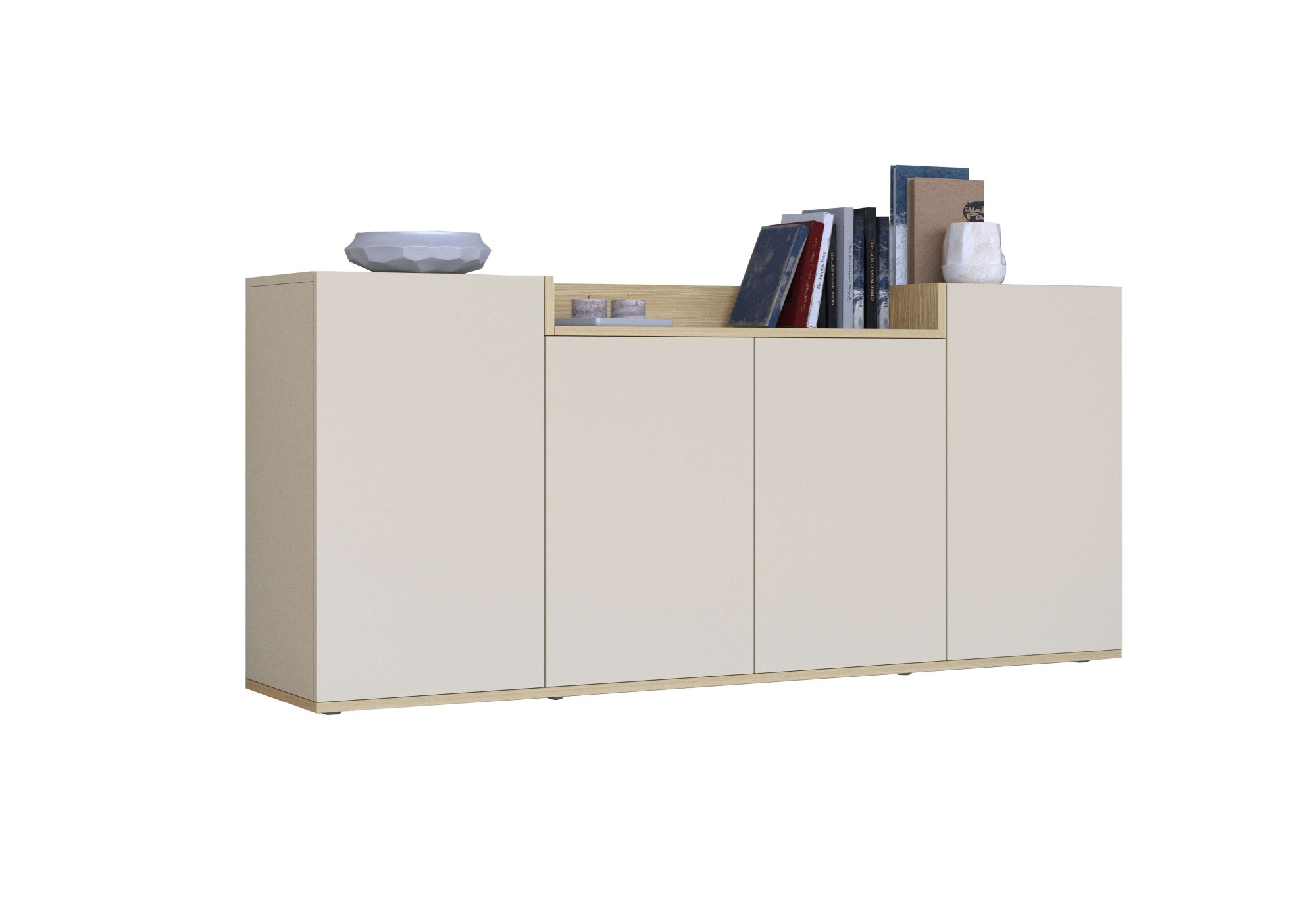 OTTO home Sideboard »BOLSENA, Kommode, Schrank,Lowboard mit 6 Fächer und offenes Ablagefach« 1 Stk. tlg. stehend/hängend montierbar, Made in Italy, B/T/H: 160 × 35 × 71,2 cm