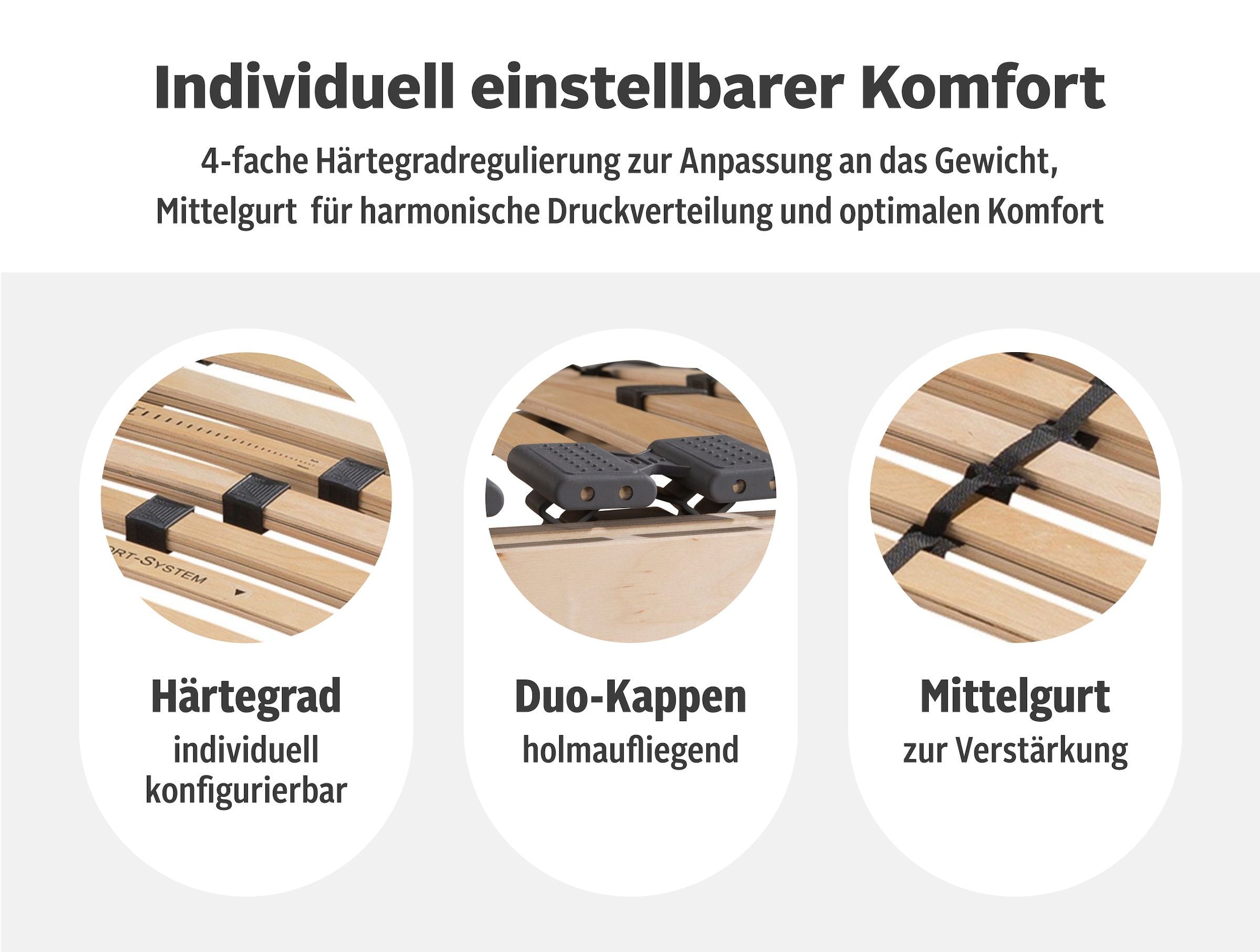 my home Lattenrost »Lennard 90x200, 140x200 cm und weiteren Größen« Lattenrost für alle Matratzen, langlebig, ergonomisch, 7-Zonen