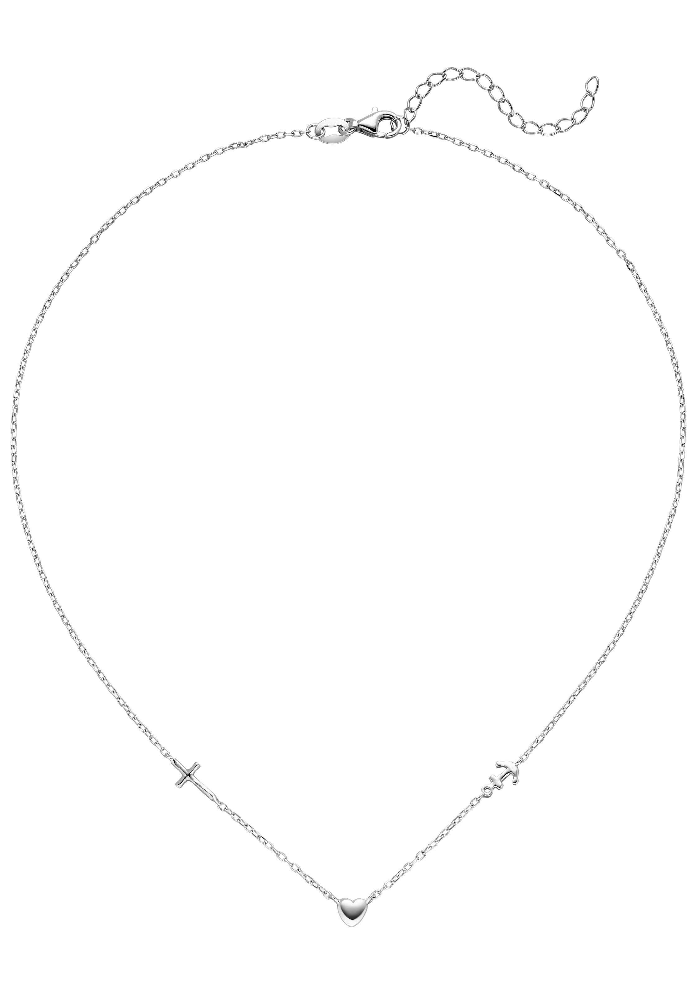 Collier JOBO "Glaube Liebe Hoffnung", silber (silber 925), Halsketten, Damen, Silber 925 (Sterlingsilber), L: 43, Collier, 925 Silber 43 cm