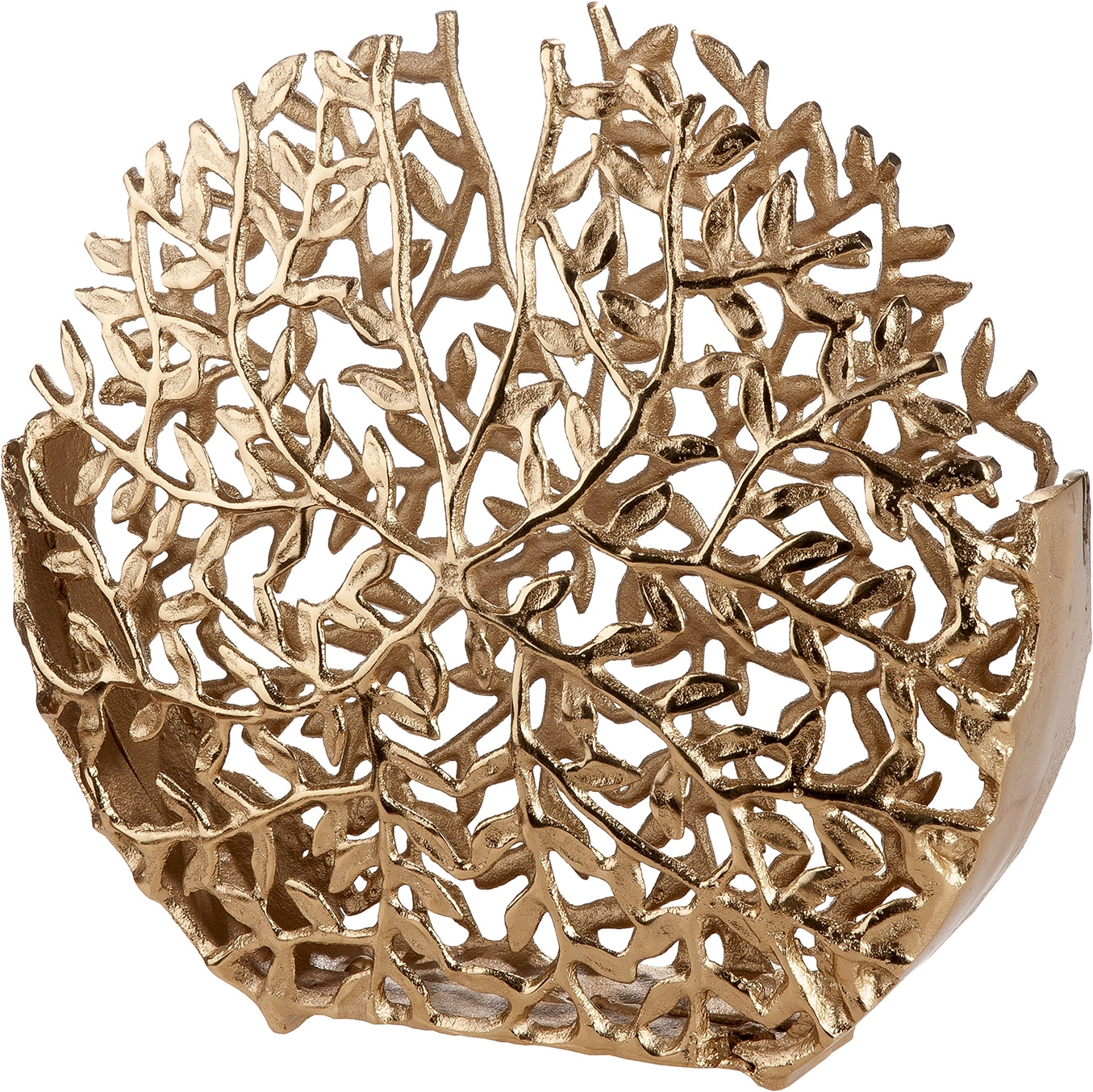 GILDE Tischvase "Vase rund Branchline goldfarben" Dekovase, Branchline, Zweigmuster, Strukturdekor, Blickfang
