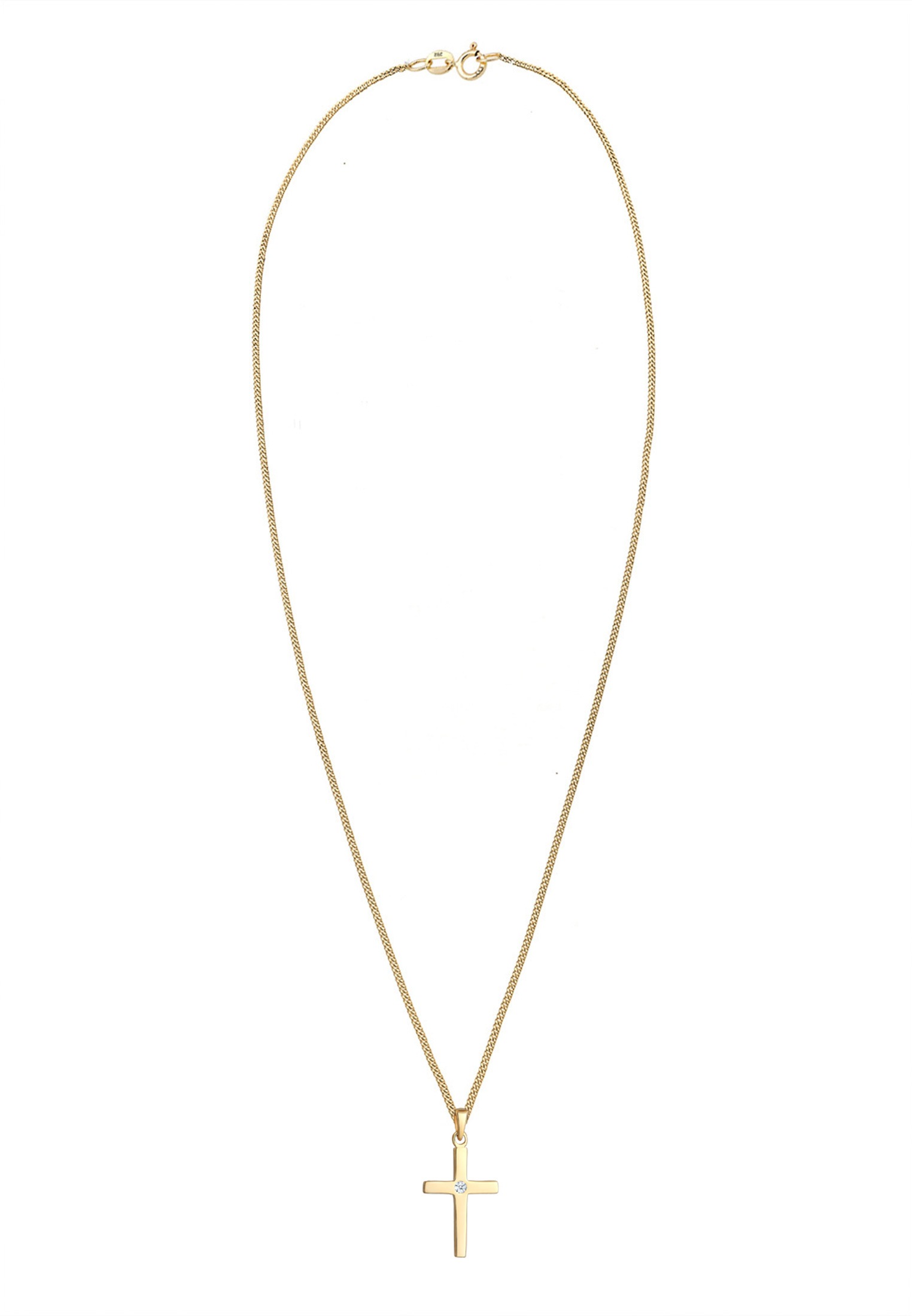 Elli DIAMONDS Collierkettchen »Kreuz Diamant Weiß Brillantschliff (0.015ct) 585 Gelbgold«