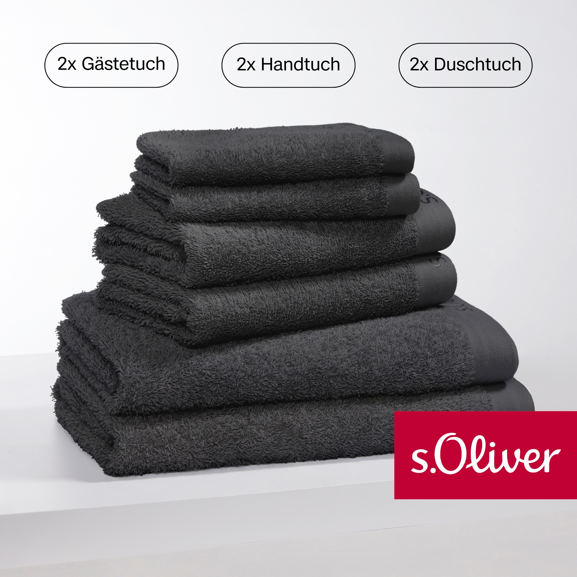 s.Oliver Handtuch Set "s. Oliver, besonders weich und saugfähig,", (Set, 6 St., 2 Gästetücher 30x50 cm-2 Handtücher 50x1