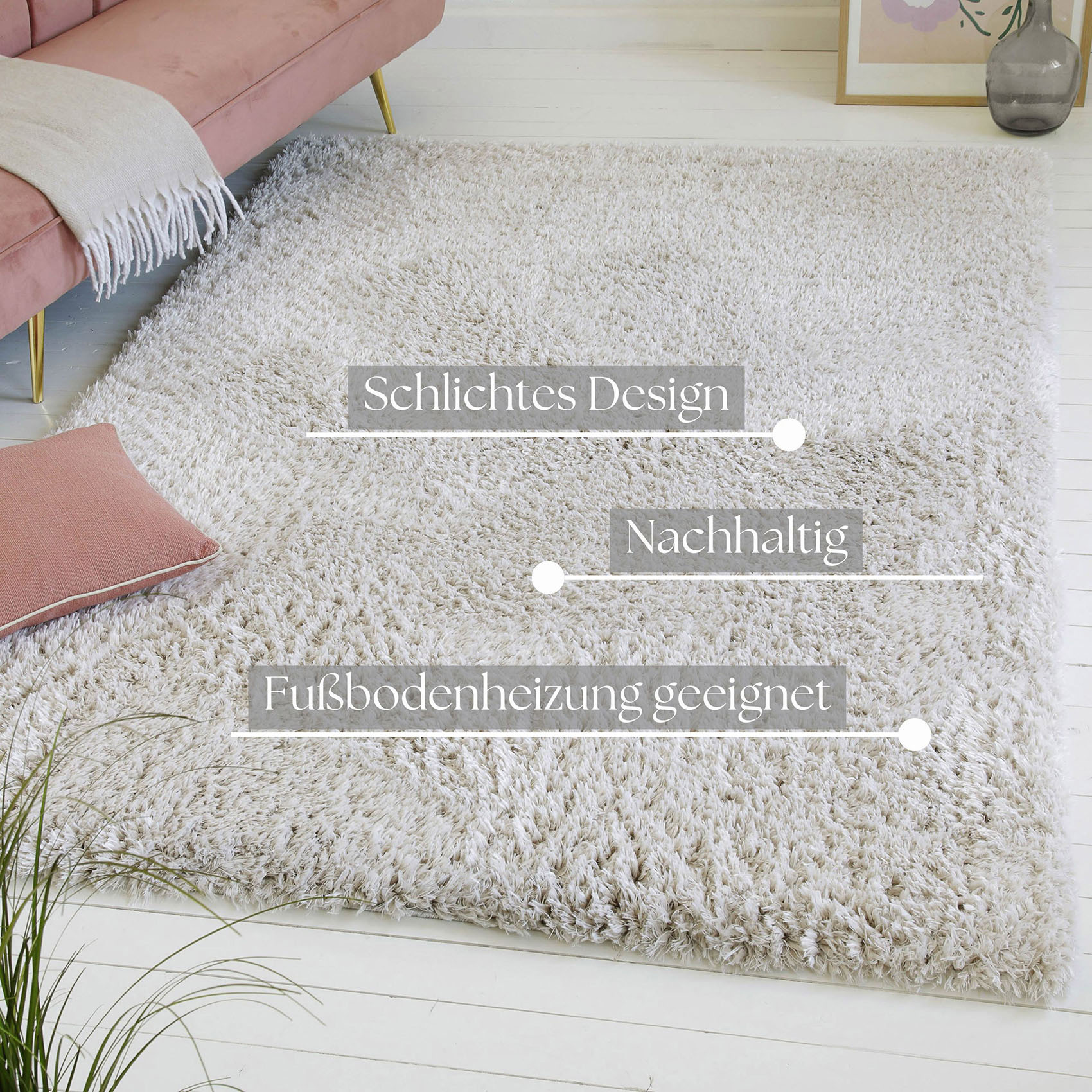 Thumbnail - my home Hochflor-Teppich "Josetta, auch als Läufer erhältlich", rechteckig, 50 mm Höhe, Langflor, Shaggy, dichter weiche...