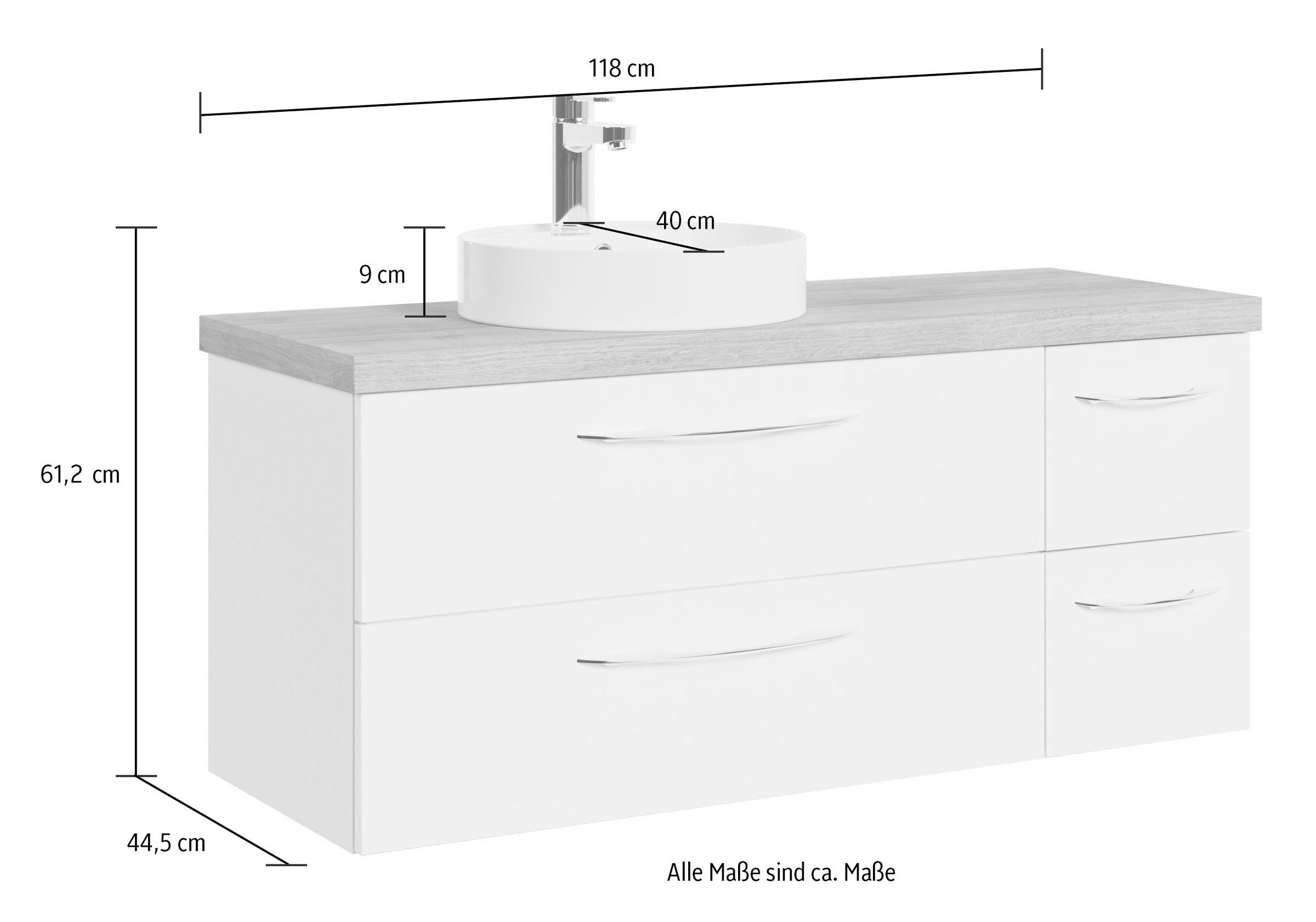 Saphir Waschtisch »Serie 4035«, 118 cm mit Keramik-Aufsatzbecken und Waschtischplatte