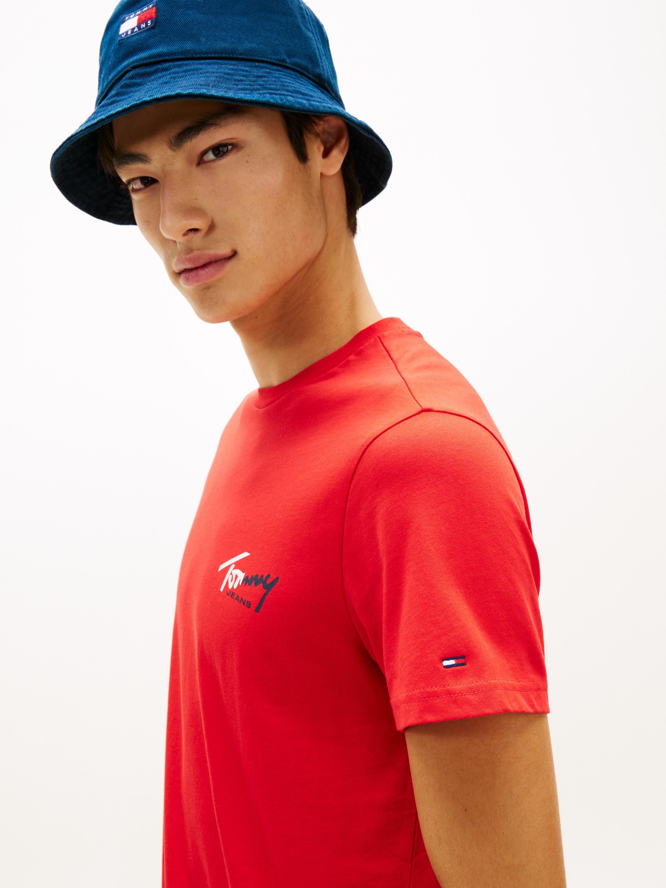 Tommy Jeans T-Shirt "TJM SLIM FIT SIGN CHEST" mit Markenprint günstig online kaufen