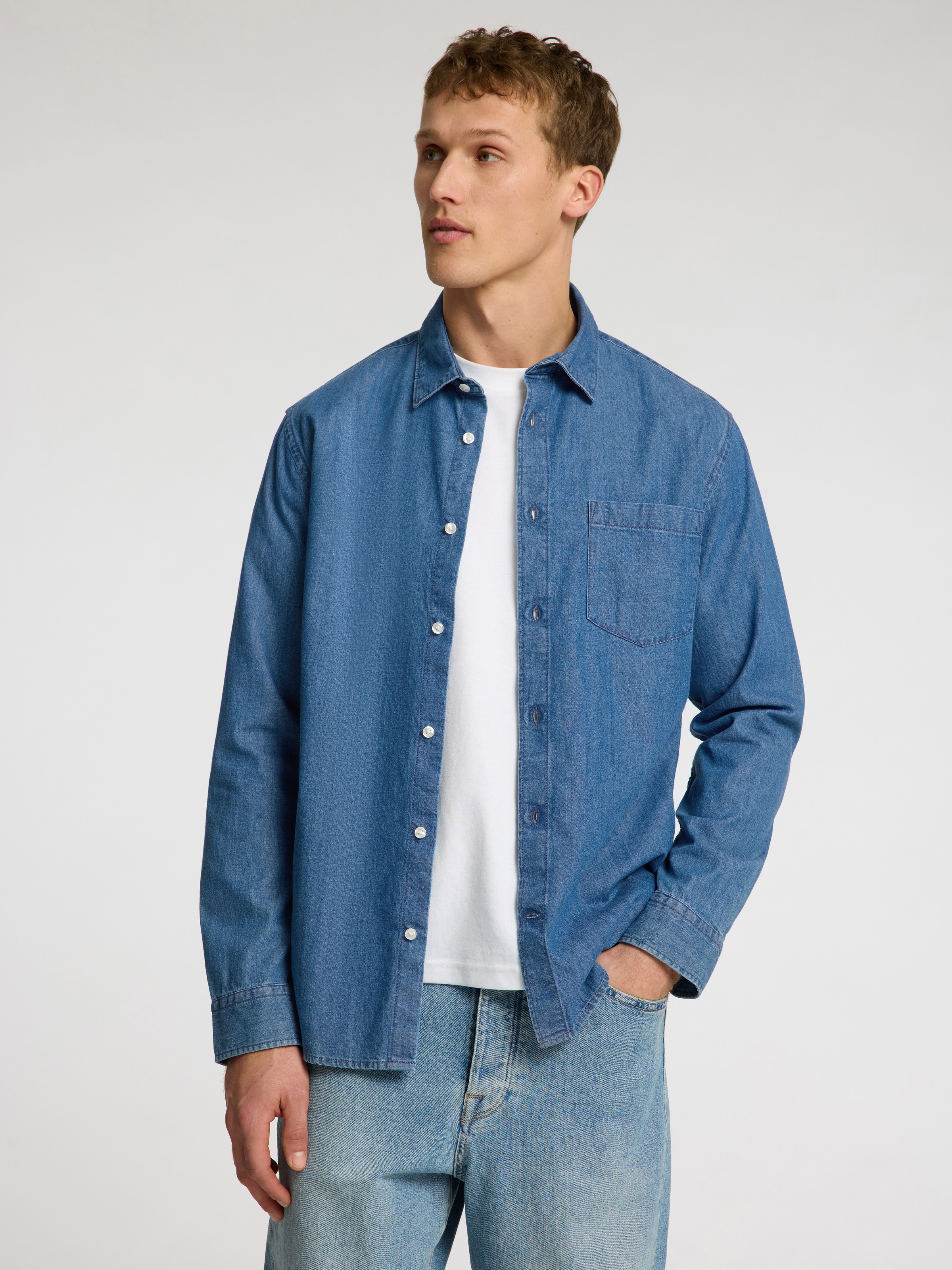 SELECTED Langarmhemd "SLHREGCARLO DENIM LS SHIRT NOOS" Baumwolle, regular f günstig online kaufen