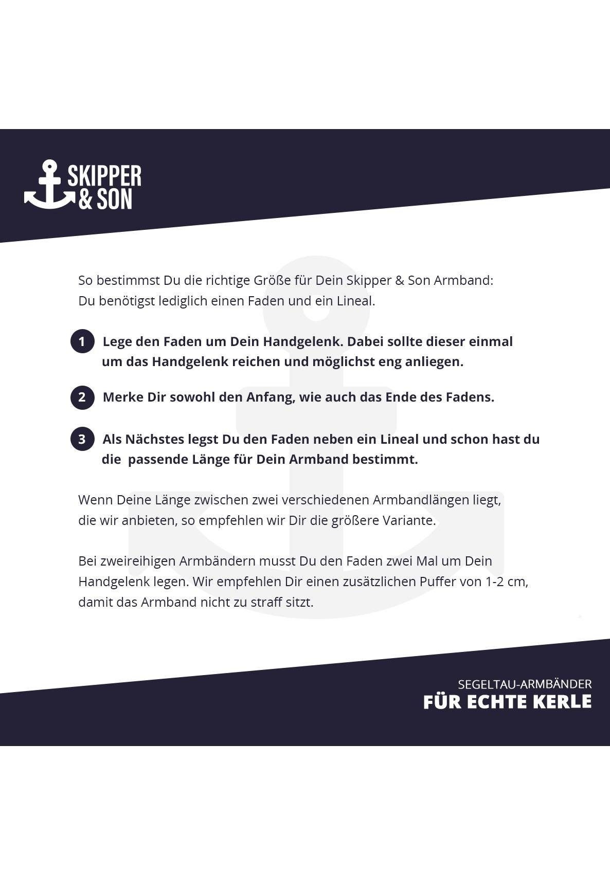 Skipper & Son Herren-Armband Segeltau blau/weiß/schwarz Edelstahl - Herren-Schmuck  Arm-Schmuck geflochten mit Geschenkbox : Skipper & Son: : Fashion