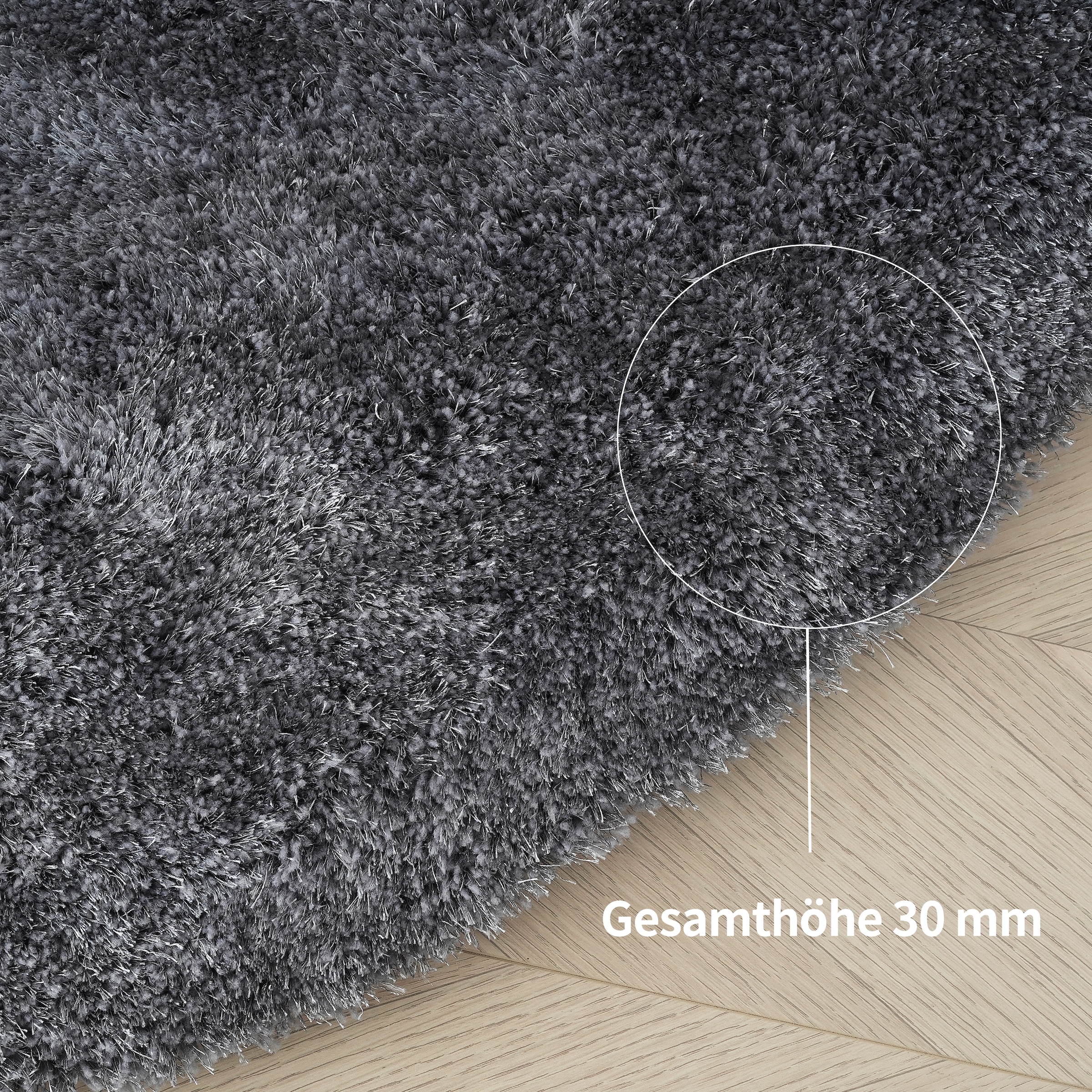 Bruno Banani Hochflor-Teppich »Dana Teppich, leichter Glanz«, rund, 30 mm Höhe, unifarben, Mikrofaser Teppiche, Wohnzimmer, Schlafzimmer, Esszimmer