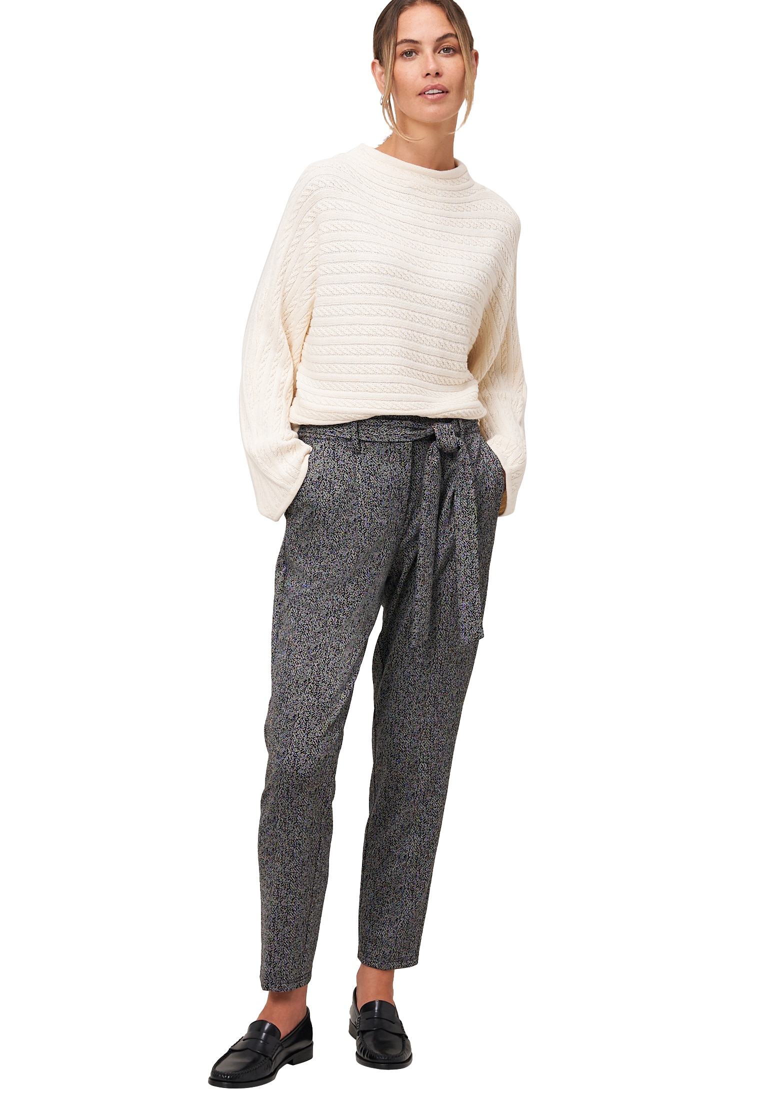 Zero Stoffhose »zero Damen Stoffhose Herringbone mit Bindegürtel 28 Inch«, Gürtel