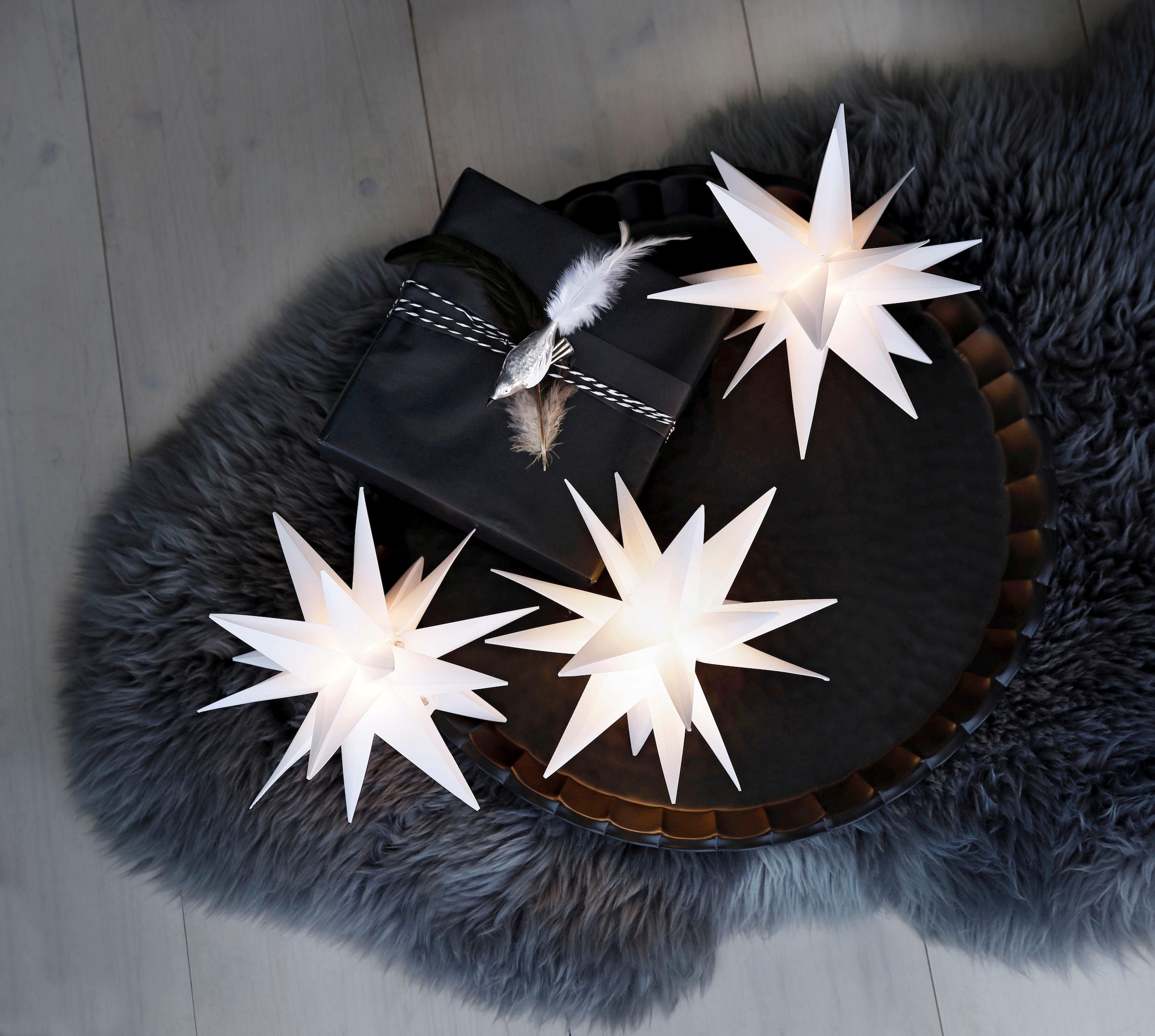 my home LED Stern »Weihnachtsstern« LED-Modul Warmweiß 3D-Optik, Batteriebetrieb, Ø 25 cm, Weihnachtsdeko aussen