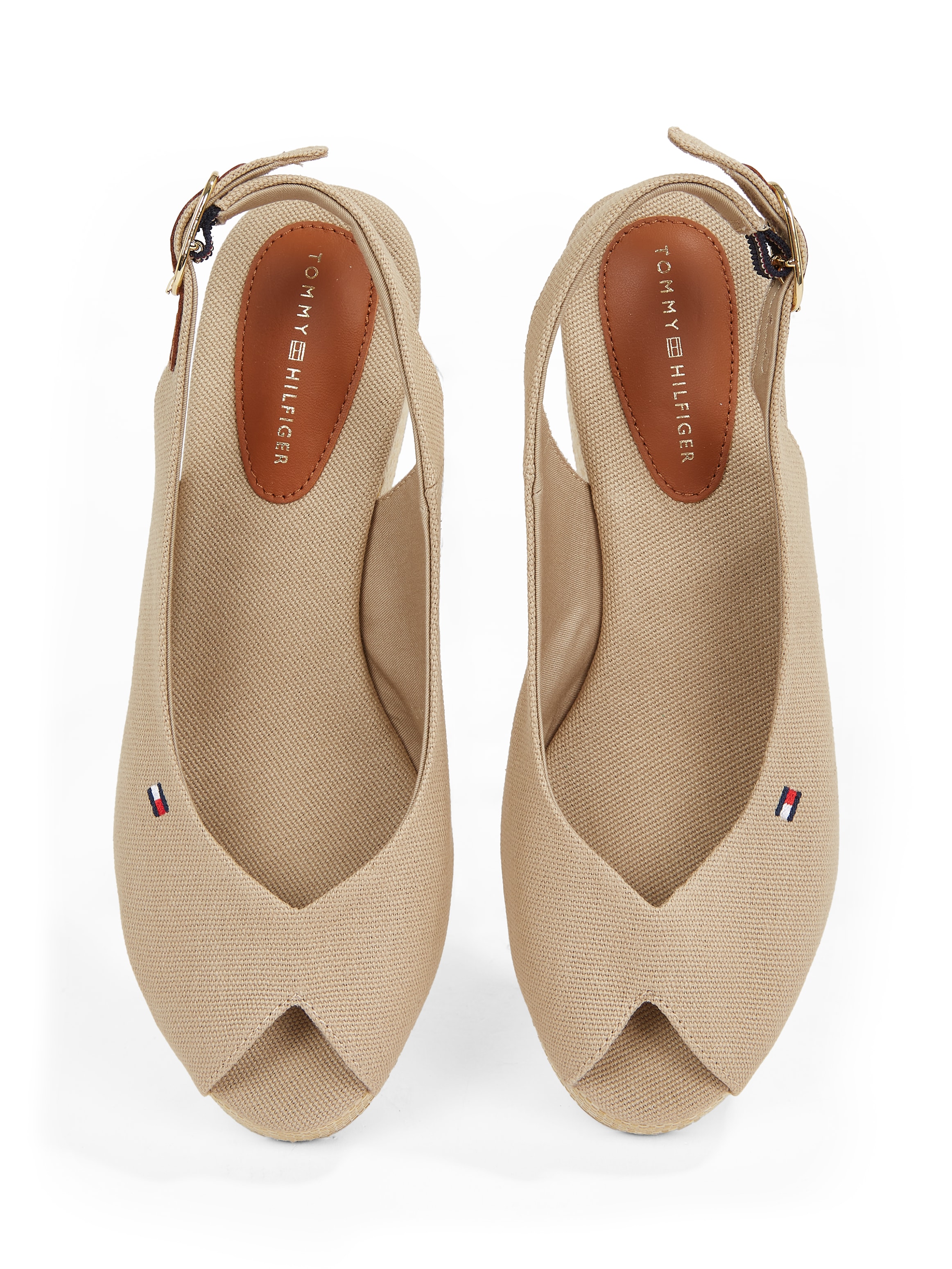 Tommy Hilfiger Keilsandalette »FLAG MID WEDGE ESPAD SLINGBACK«, Plateau, Sommerschuh, Riemchensandale mit verstellbarer Schnalle