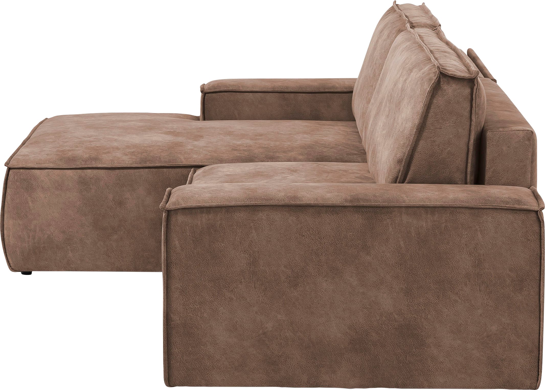 Home affaire Ecksofa SHERWOOD Schlafsofa 267 cm, L-Form, Schlaffunktion mit Bettkasten (210x136 cm), Cord, Vintage, Samtvelours