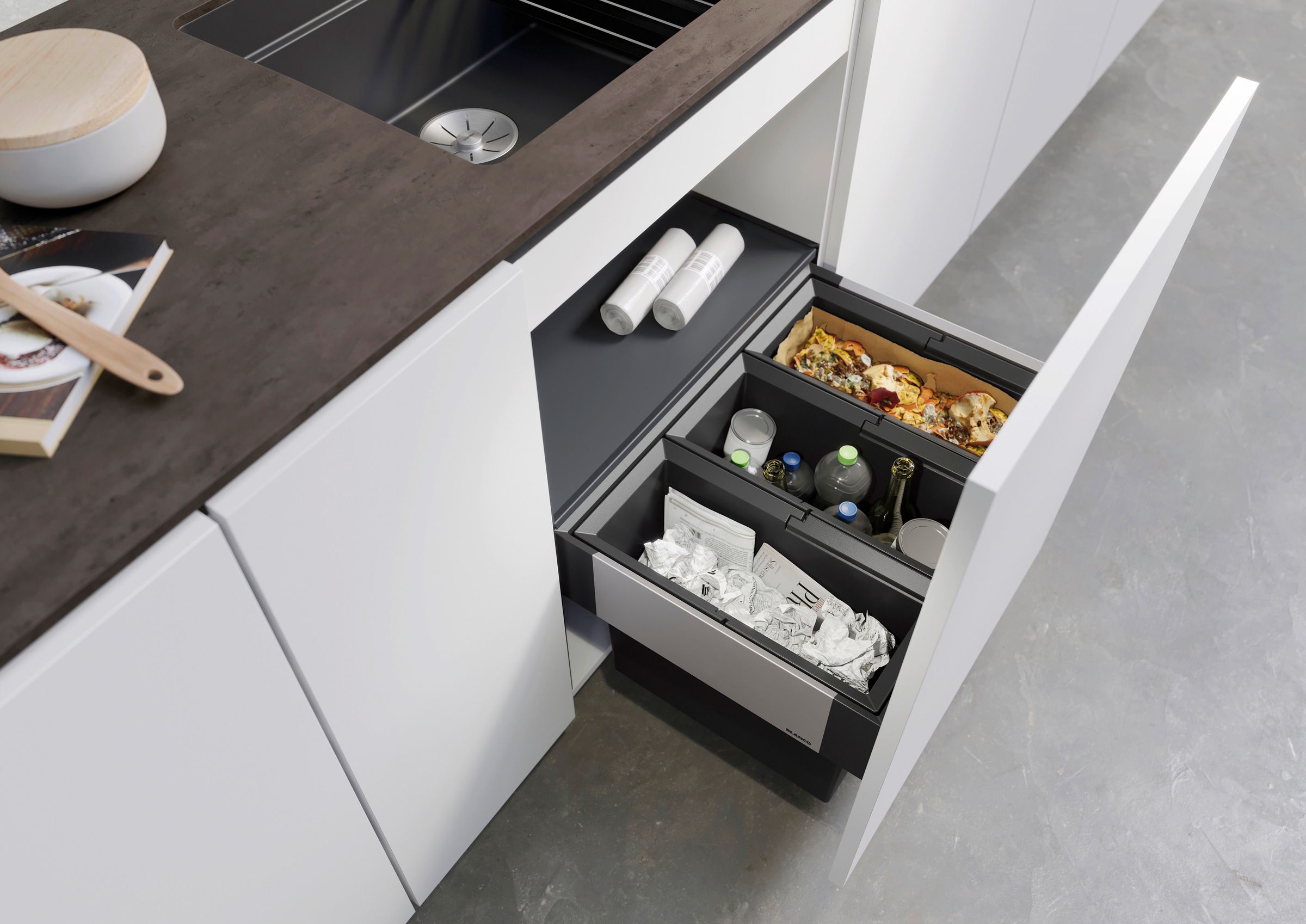 Blanco Mülltrennsystem "Select II 60/3" 3 Behälter Kunststoff, Stahlblech, günstig online kaufen