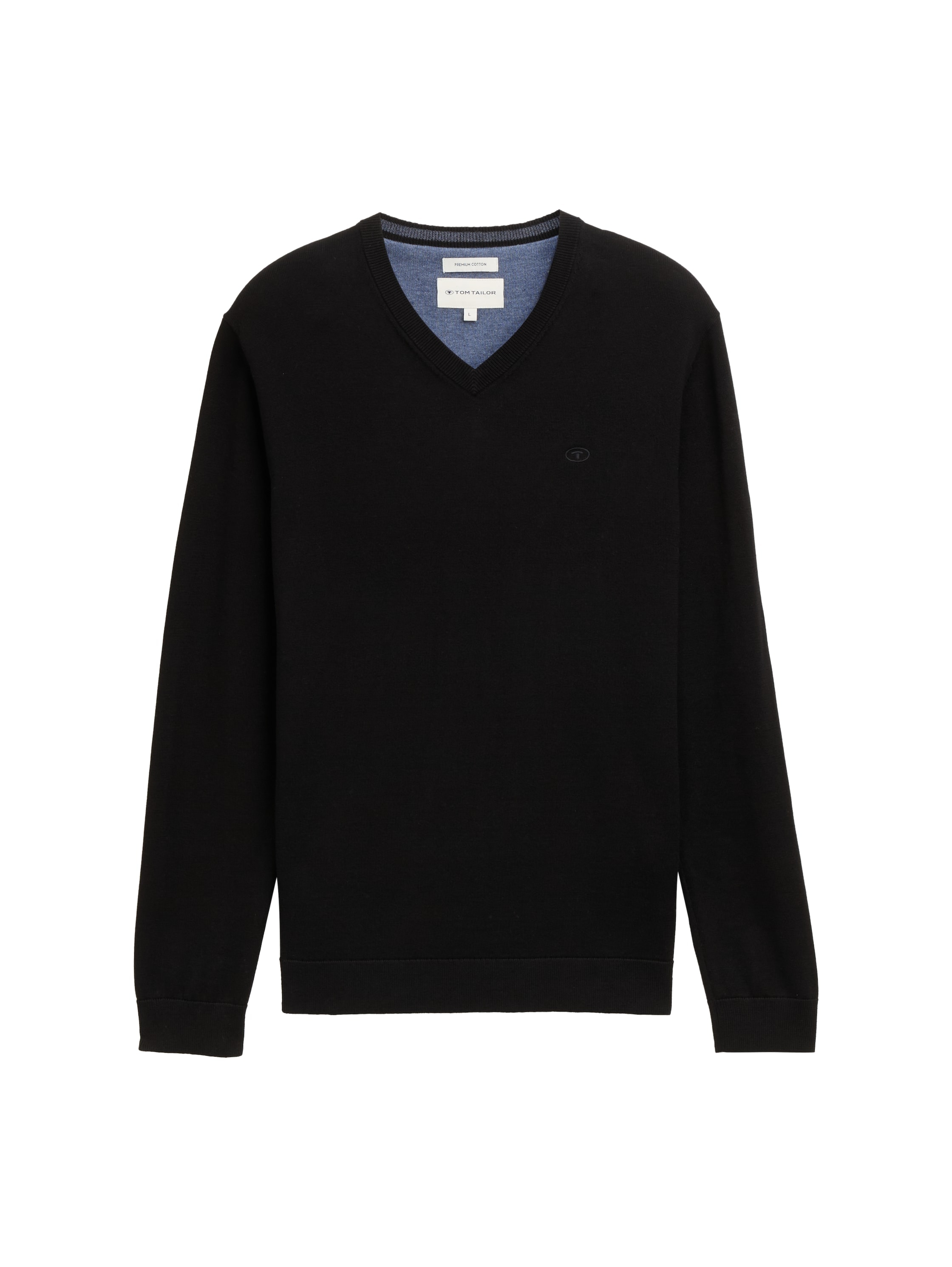 TOM TAILOR V-Ausschnitt-Pullover, mit kleiner Logo-Stickerei