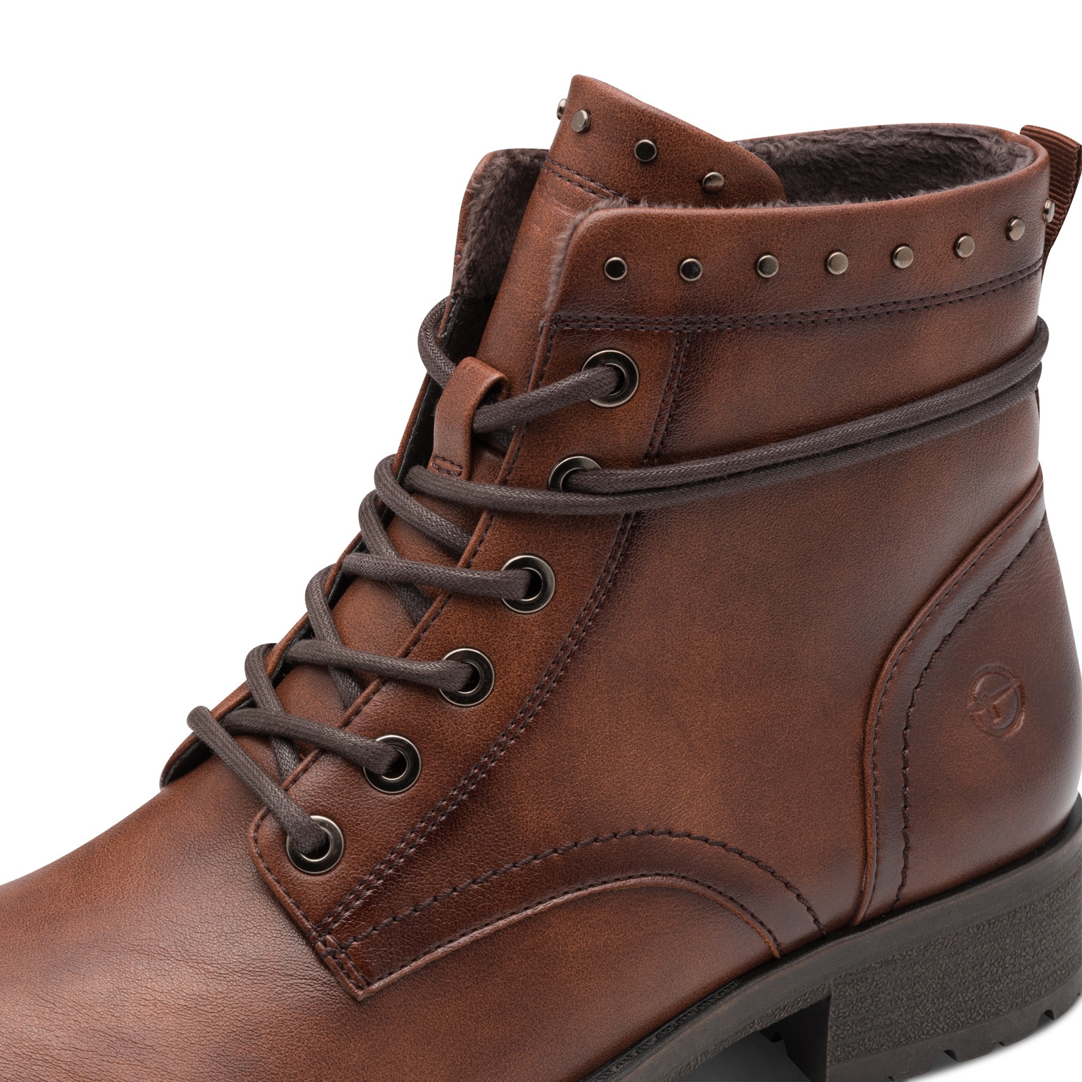 Tamaris Schnürstiefelette, Blockabsatz, Schnürboots mit Nieten am Schaftrand besetzt