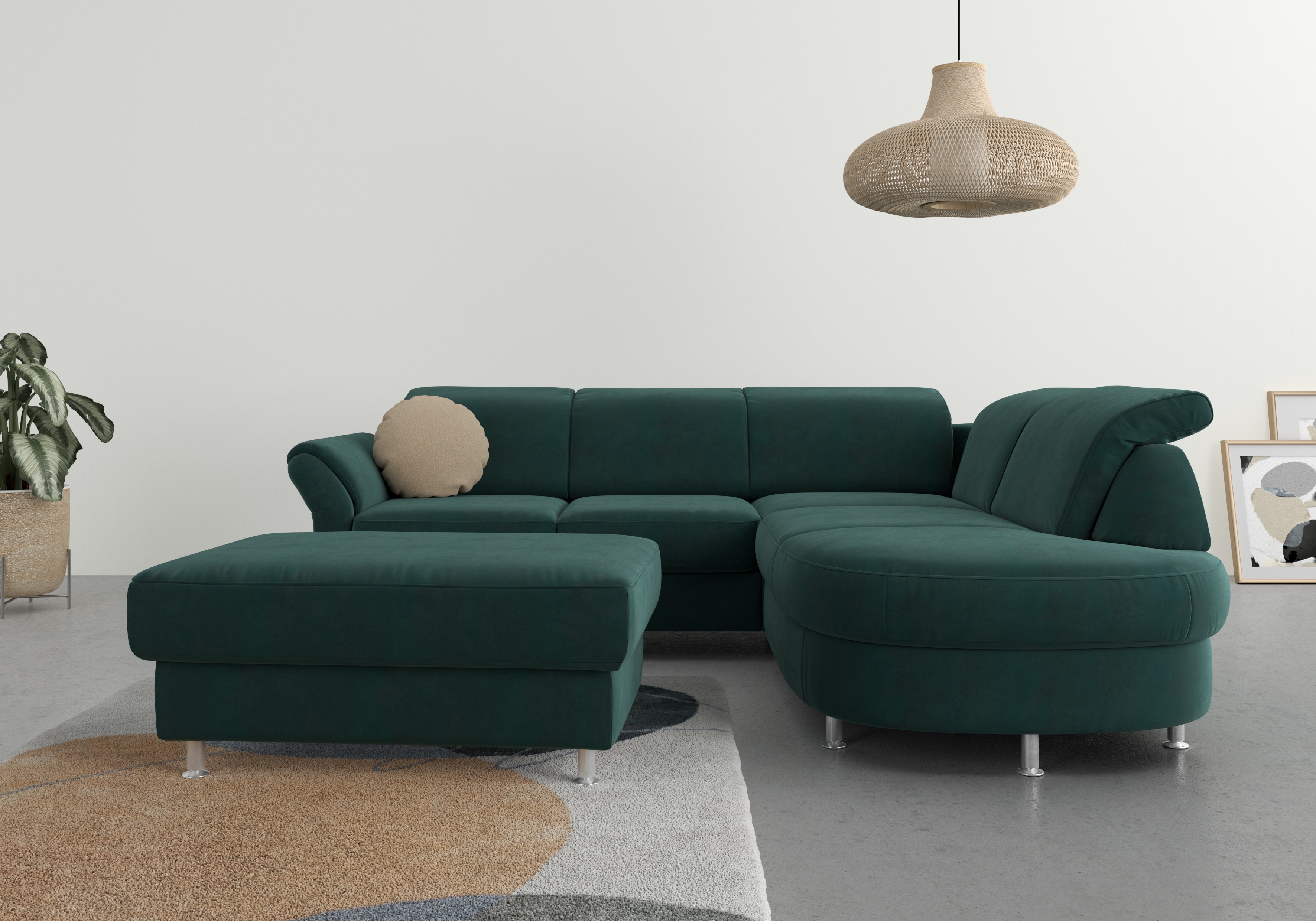 sit&more Ecksofa "Apulia L-Form" wahlweise Schlaffunktion, Bettkasten und Kopf- und Armteilverstellung