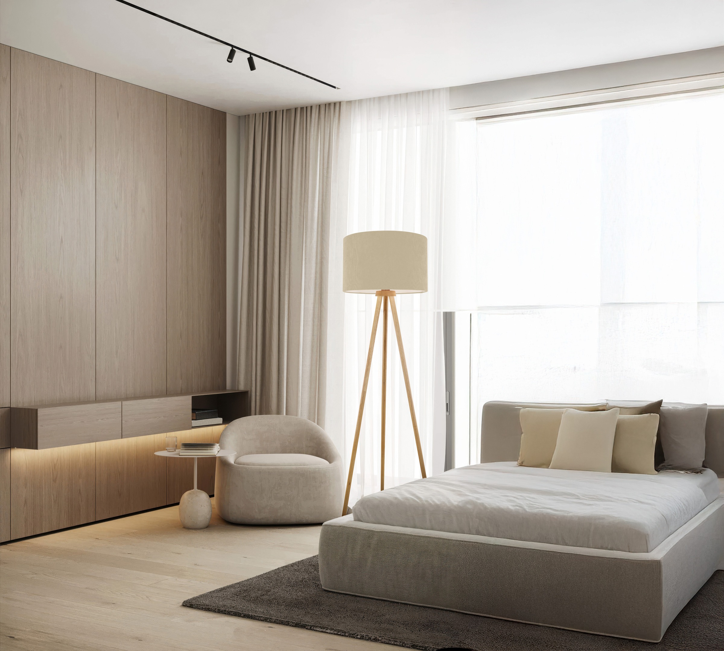 OTTO home Stehlampe »Torell« E27 1 Stk. Schirm mit Cordbezug, Dreibein aus Holz, 1x E27 exkl., Zuleitung 300cm