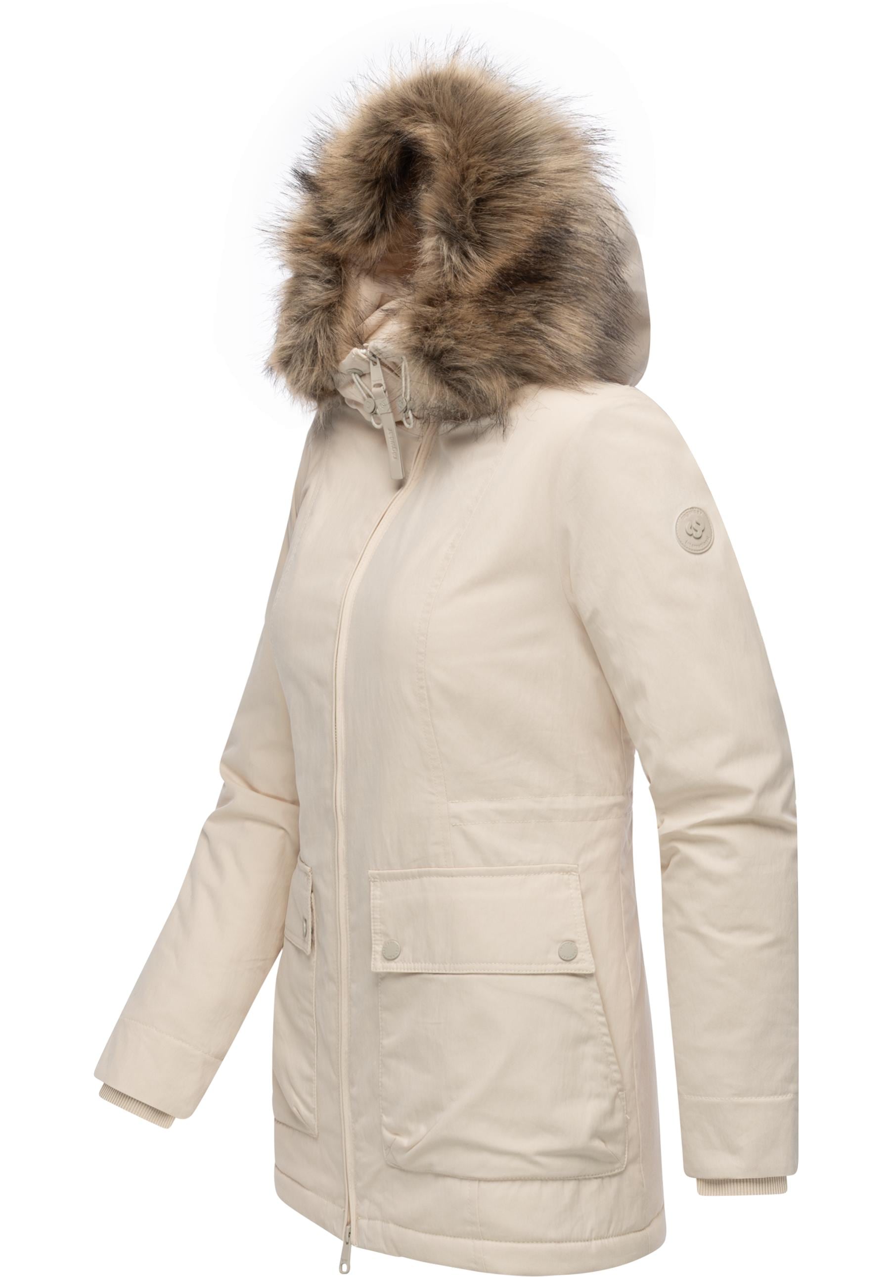 Ragwear Kurzmantel »Monadetta Warm«, Kurzer Wintermantel mit Kunstfellbesatz