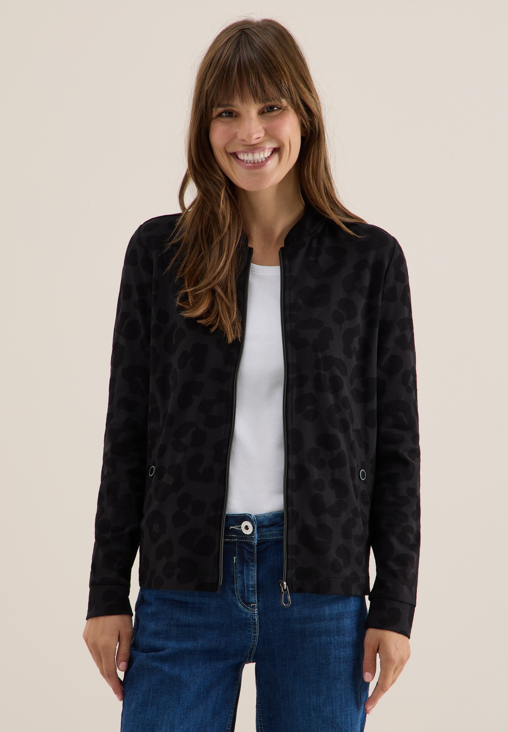 Cecil Jacquardstrickjacke, mit Leomuster günstig online kaufen