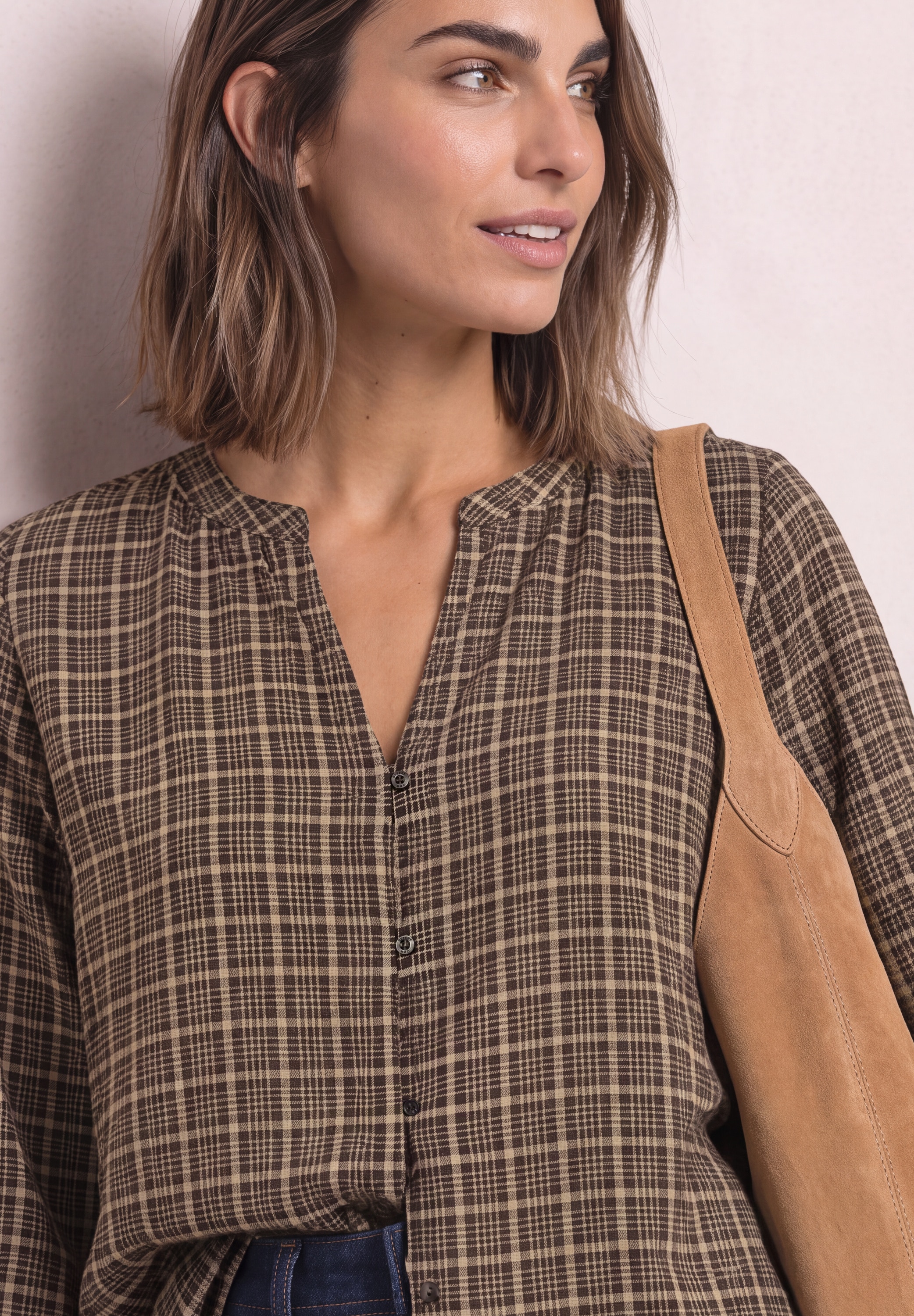 STREET ONE Druckbluse 3/4-Tunika-Bluse mit Splitneck und Allover-Print