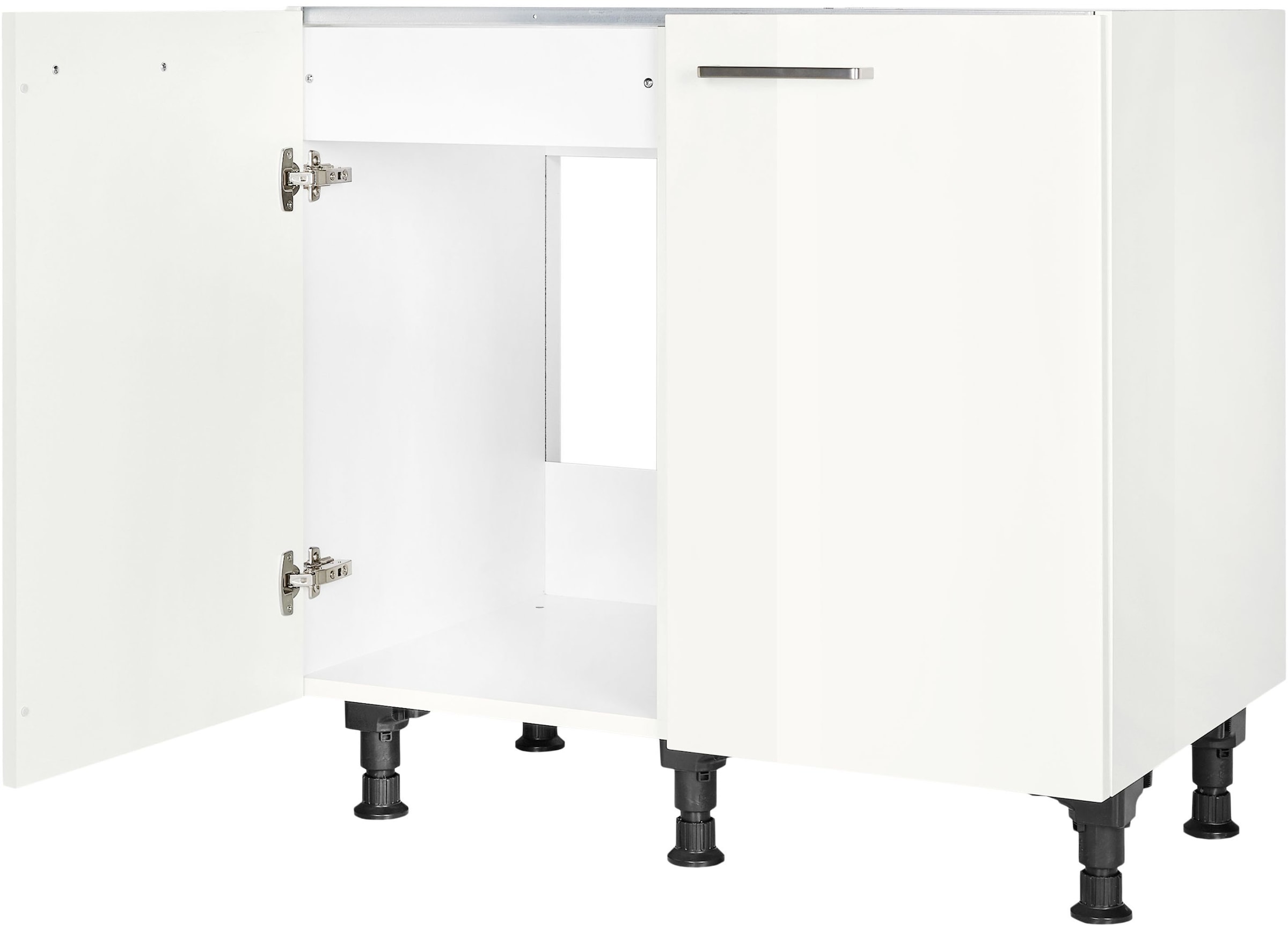 nobilia® Spülenschrank »"Flash", vormontiert, mit höhenverstellbaren Sockelfüßen,«, Breite 90 cm