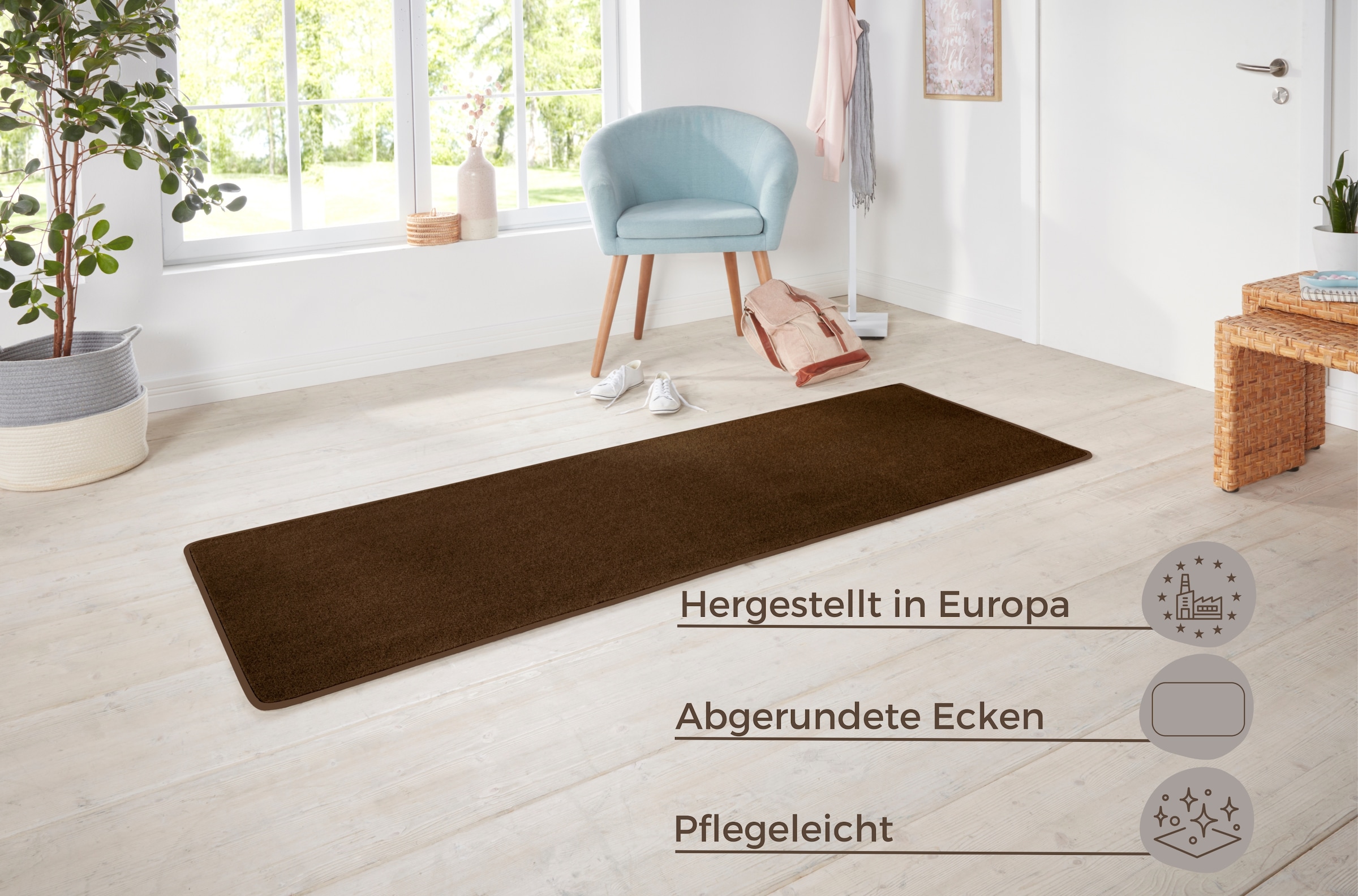 HANSE Home Teppich »Shashi«, rechteckig, 8,5 mm Höhe, Kurzflor, Unifarben, Läufer, weich, Esszimmer, Kinderzimmer, Flur