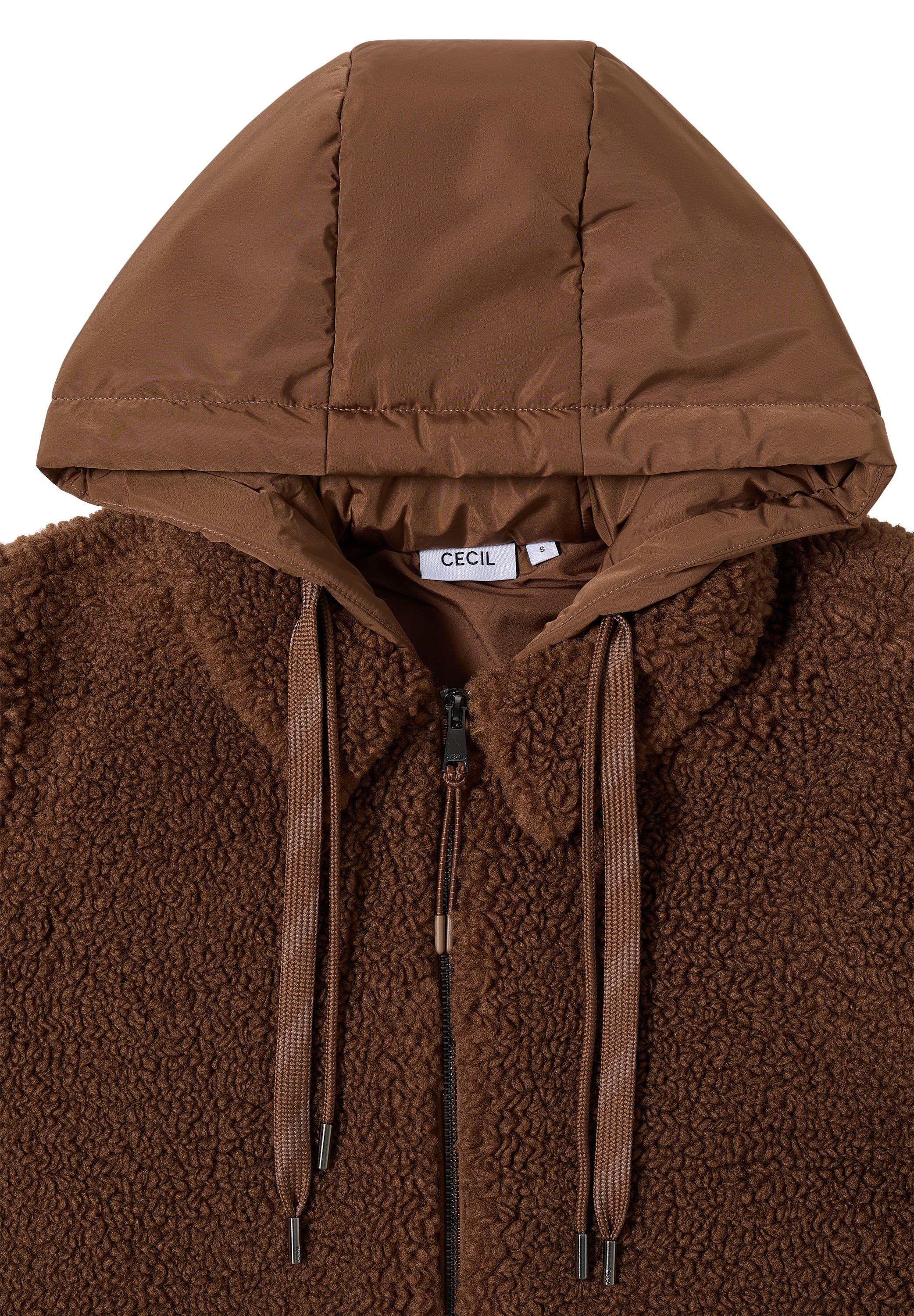 Cecil Fellimitatjacke, ohne Kapuze, mit Kapuze mit Tunnelzugband
