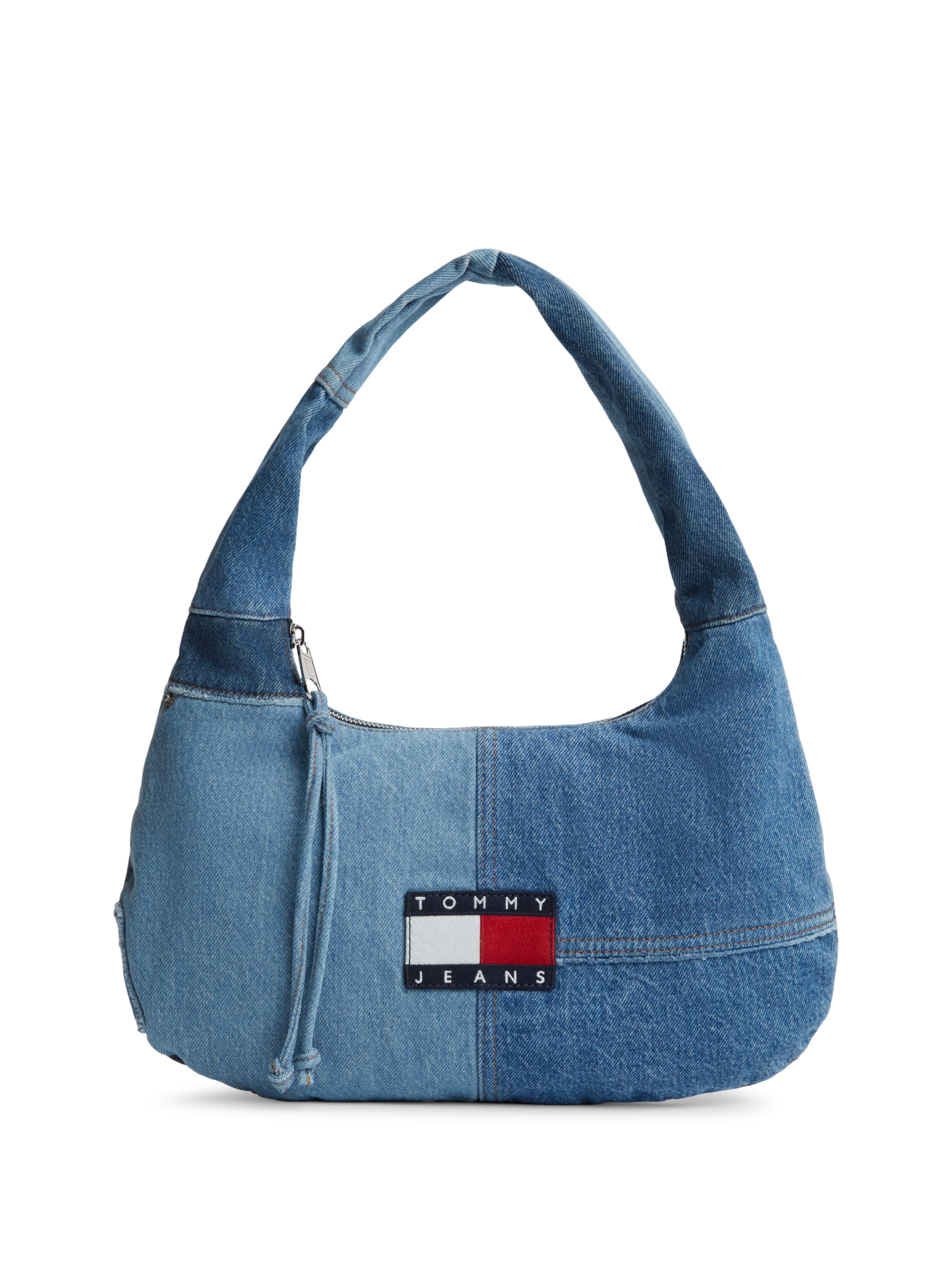 Tommy Jeans Schultertasche "TJW DENIM PATCHWORK SHOULDER BAG" Damen Schultertasche, Umhängetasche, Cross-Body Bag im Jeans-Look