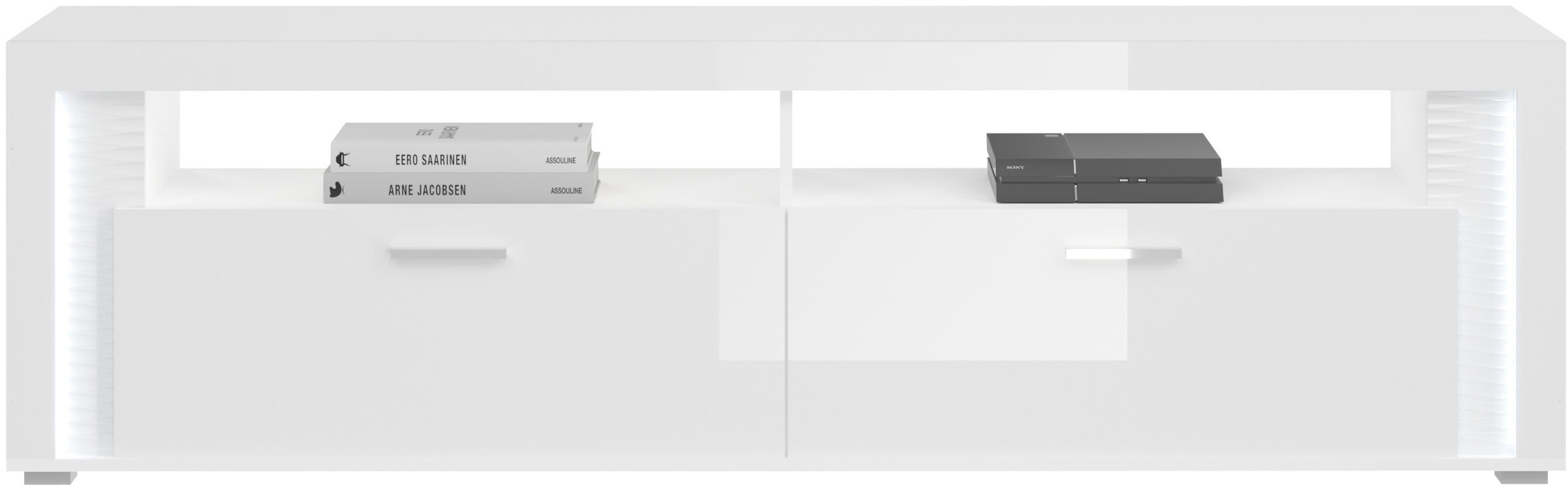 Thumbnail - INOSIGN Wohnwand "Viborg, 4-teiliges Set, inkl. vertikaler Frontbeleuchtung, best. aus:", (4 St.), 2x Vitrine, 1 Lowboar...