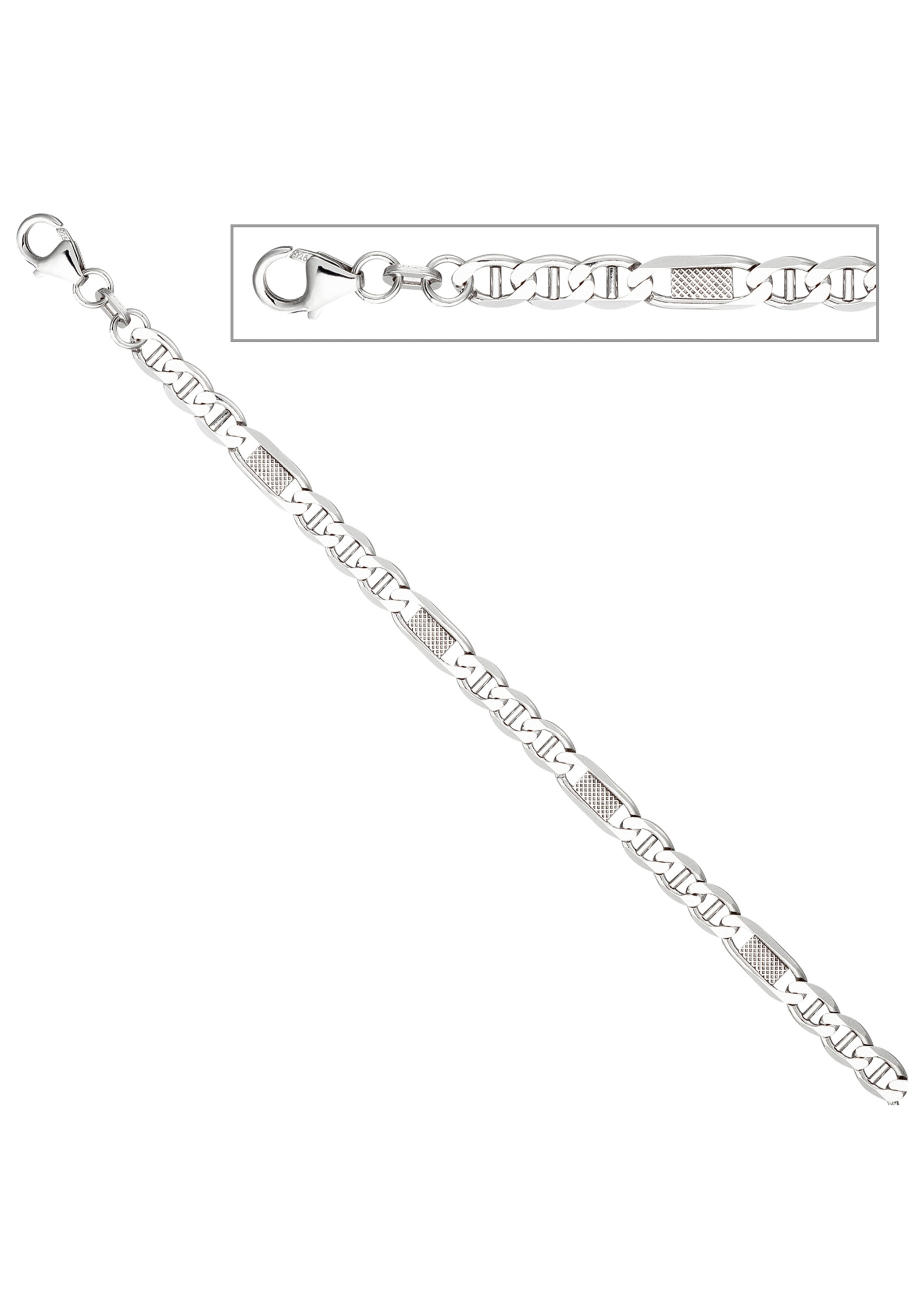 JOBO Silberarmband, Panzer-Steg-Armband 925 Silber 19 cm