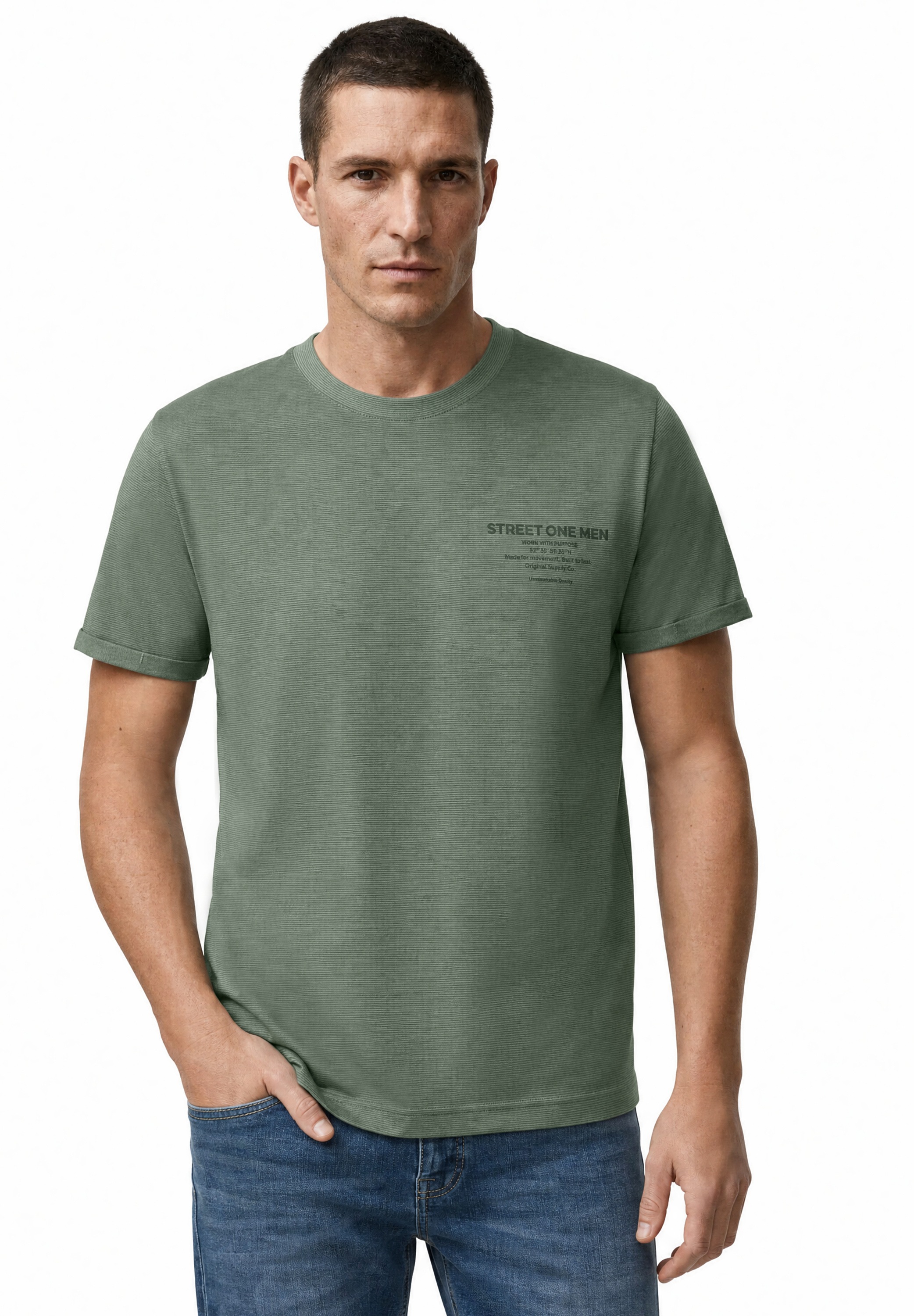 STREET ONE MEN T-Shirt aus reiner Baumwolle