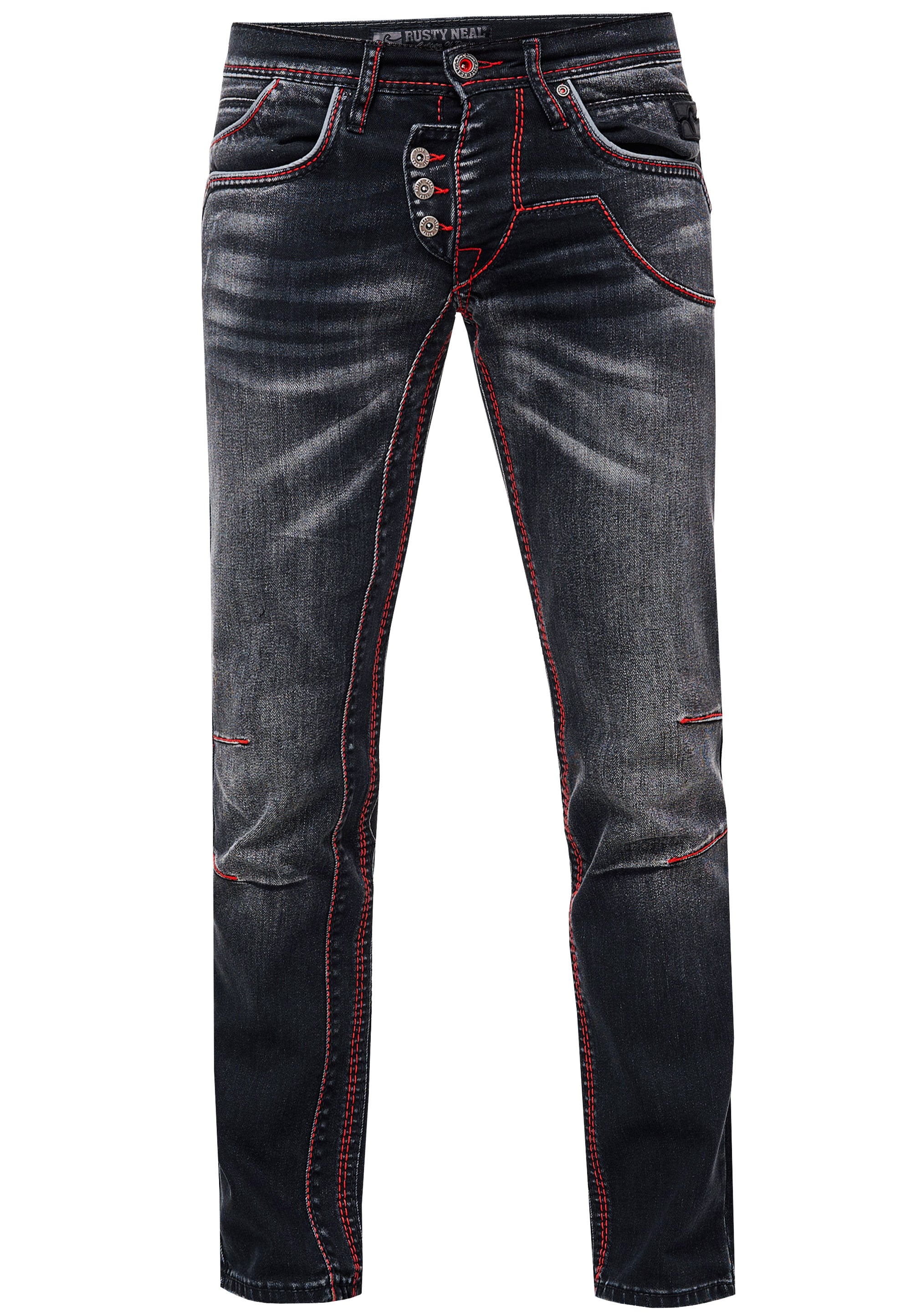 bestellen BAUR 45«, | Kontrastnähten Straight-Jeans mit Rusty Neal ▷ trendigen »RUBEN