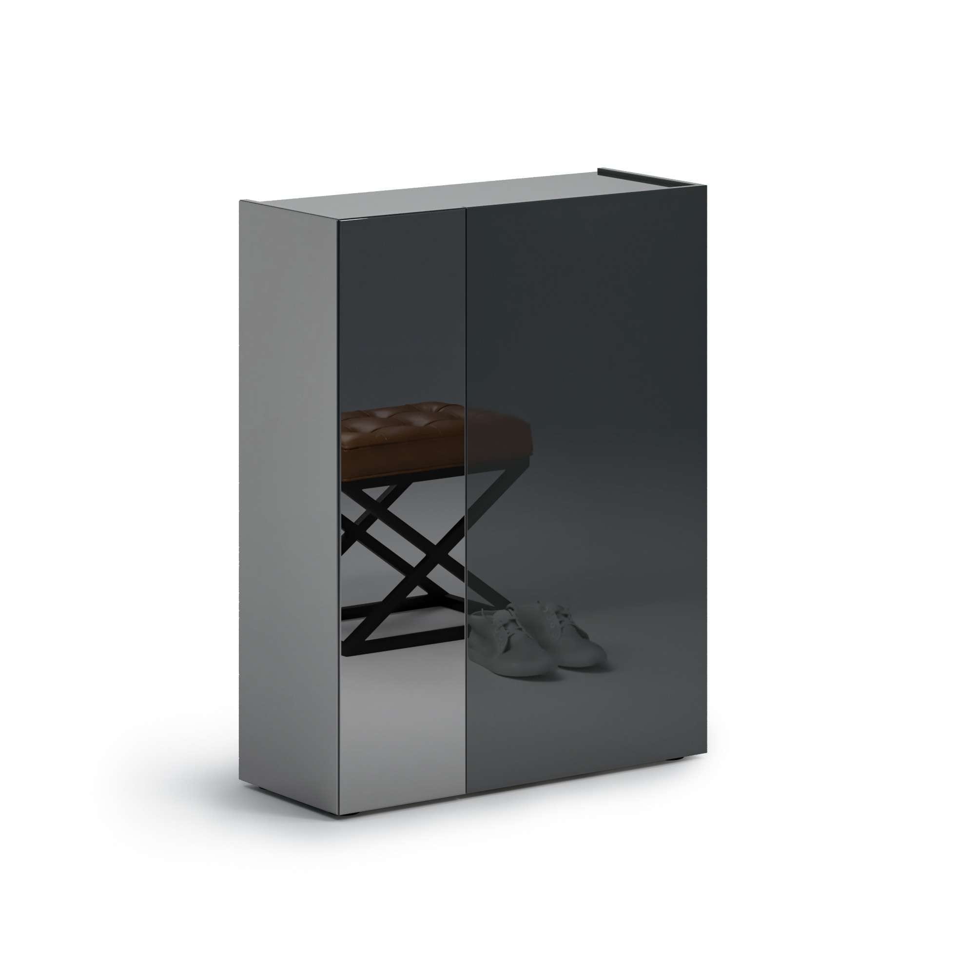 INOSIGN Schuhschrank »Tanko,Schukommode,mit 5 verstellbare Holzböden, individuelle Fachhöhe«, (1 St.), Tür und Seite mit verdunkeltem Spiegel,6 Fächer,24 paar Schuhe,87 cm