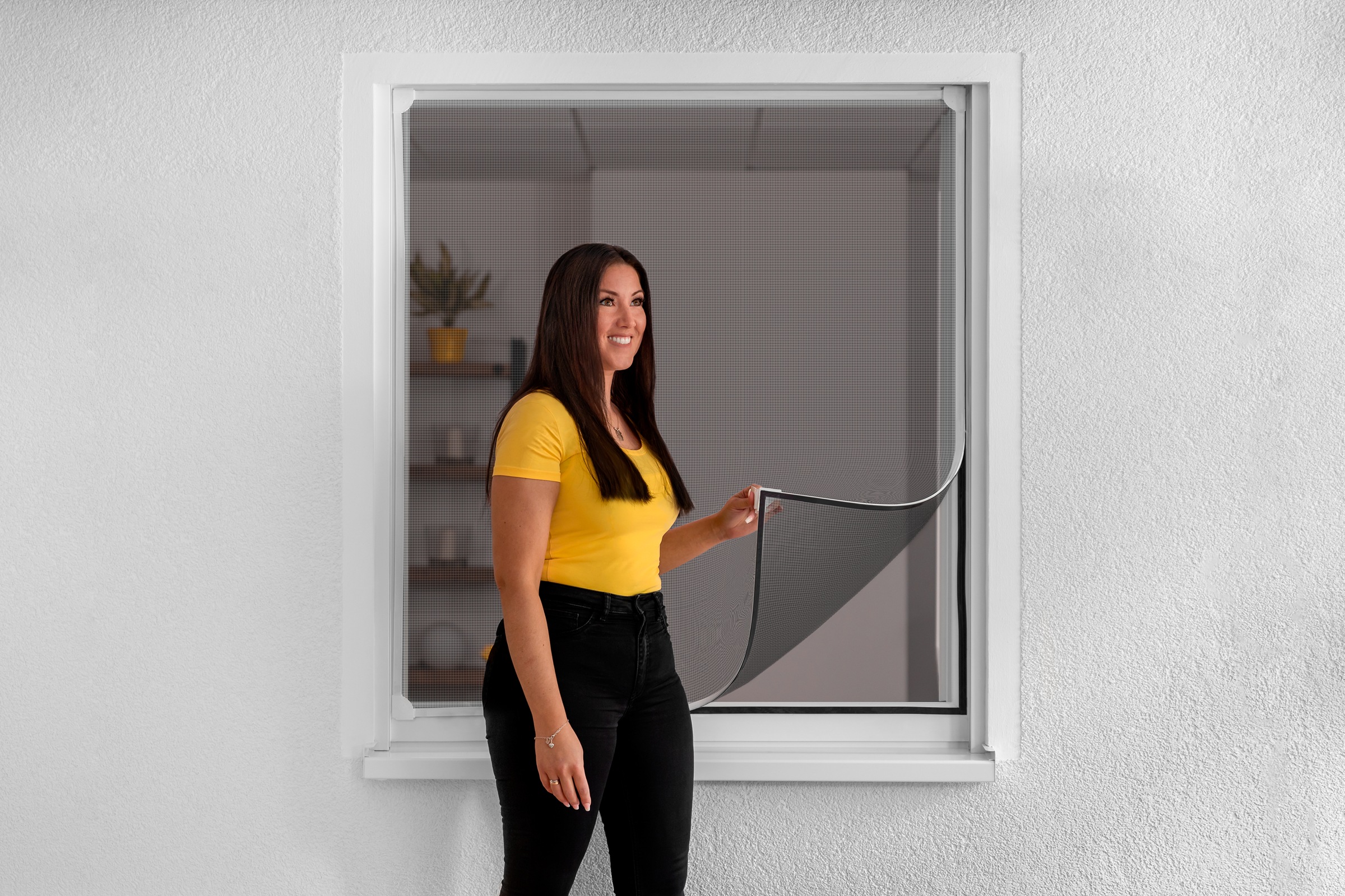 SCHELLENBERG Insektenschutz-Fensterrahmen »ohne bohren, Magnetrahmen mit Fiberglasgewebe«, Fliegengitter kürzbar, 130 x 150 cm, anthrazit und weiß