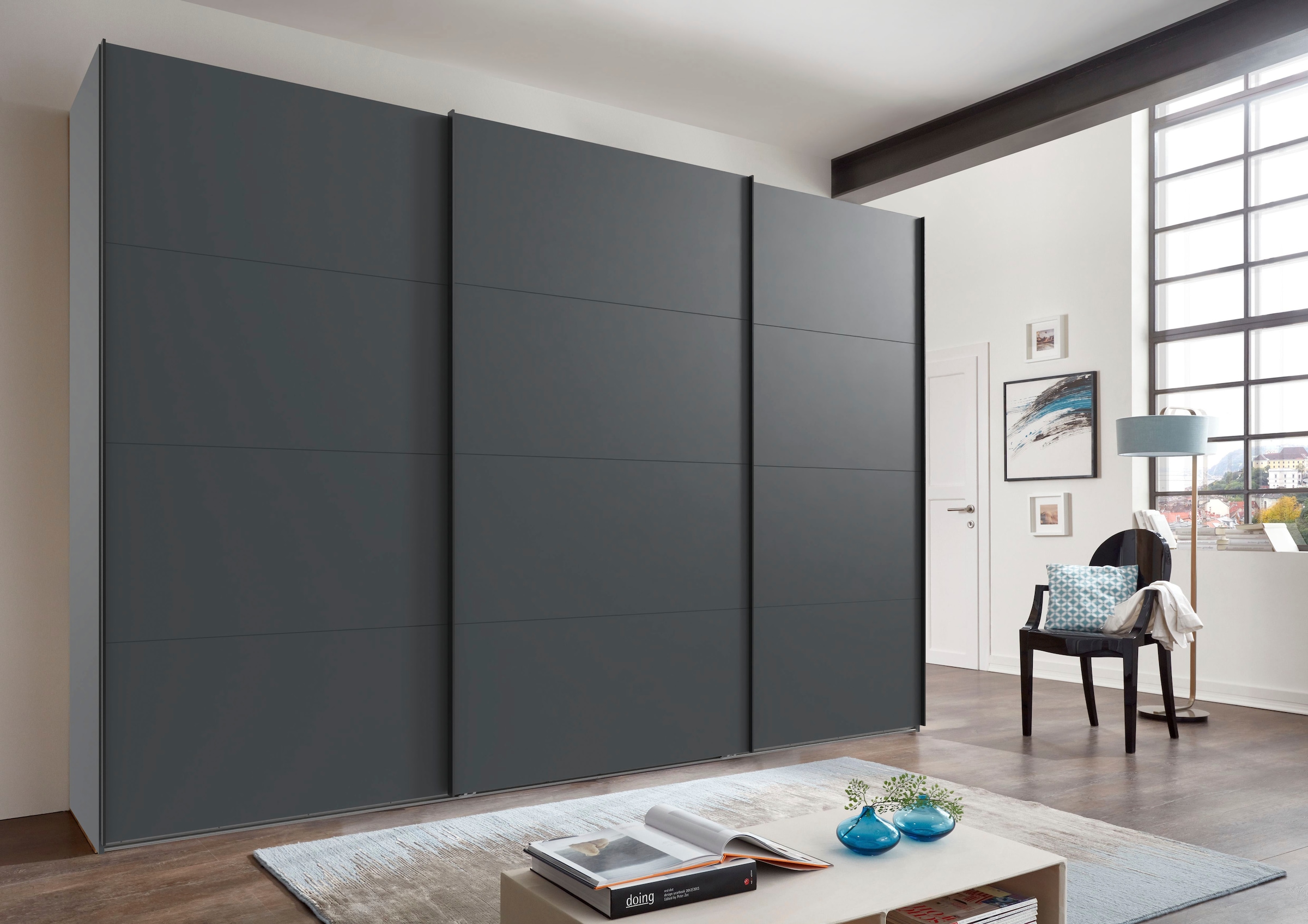 Wimex Schwebetürenschrank »Mugano, Made in Germany, Lieferung bis in Deine Etage und Stellort«, (wähle Deine Ausstattung: Basic oder Premium!), 3 Schwebetüren, große Größen, mit oder ohne Spiegel, Metallgriffe