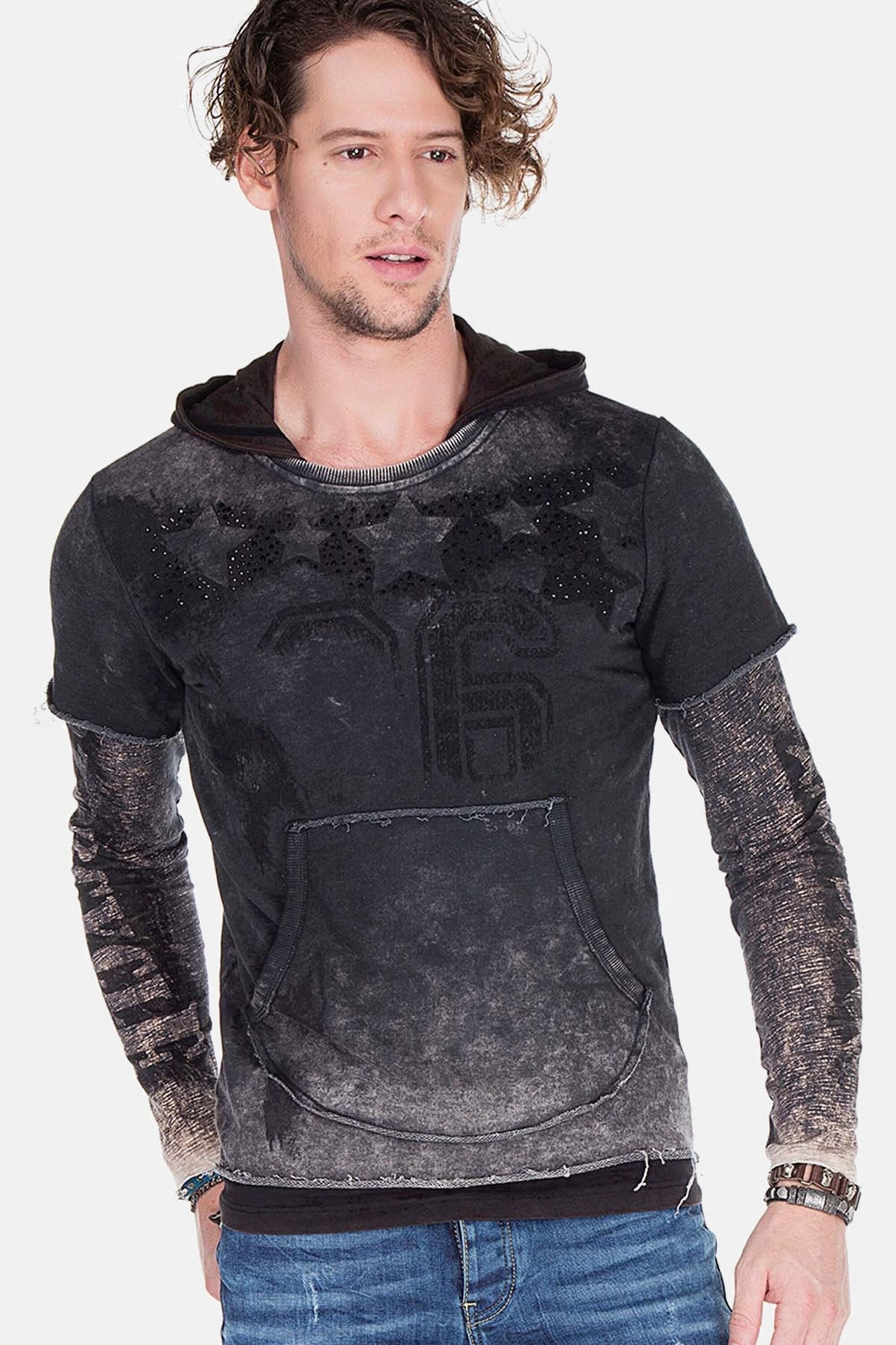 Cipo & Baxx Kapuzensweatshirt "Sweatshirts", (1 tlg.), im Lagenlook, CL-279 günstig online kaufen