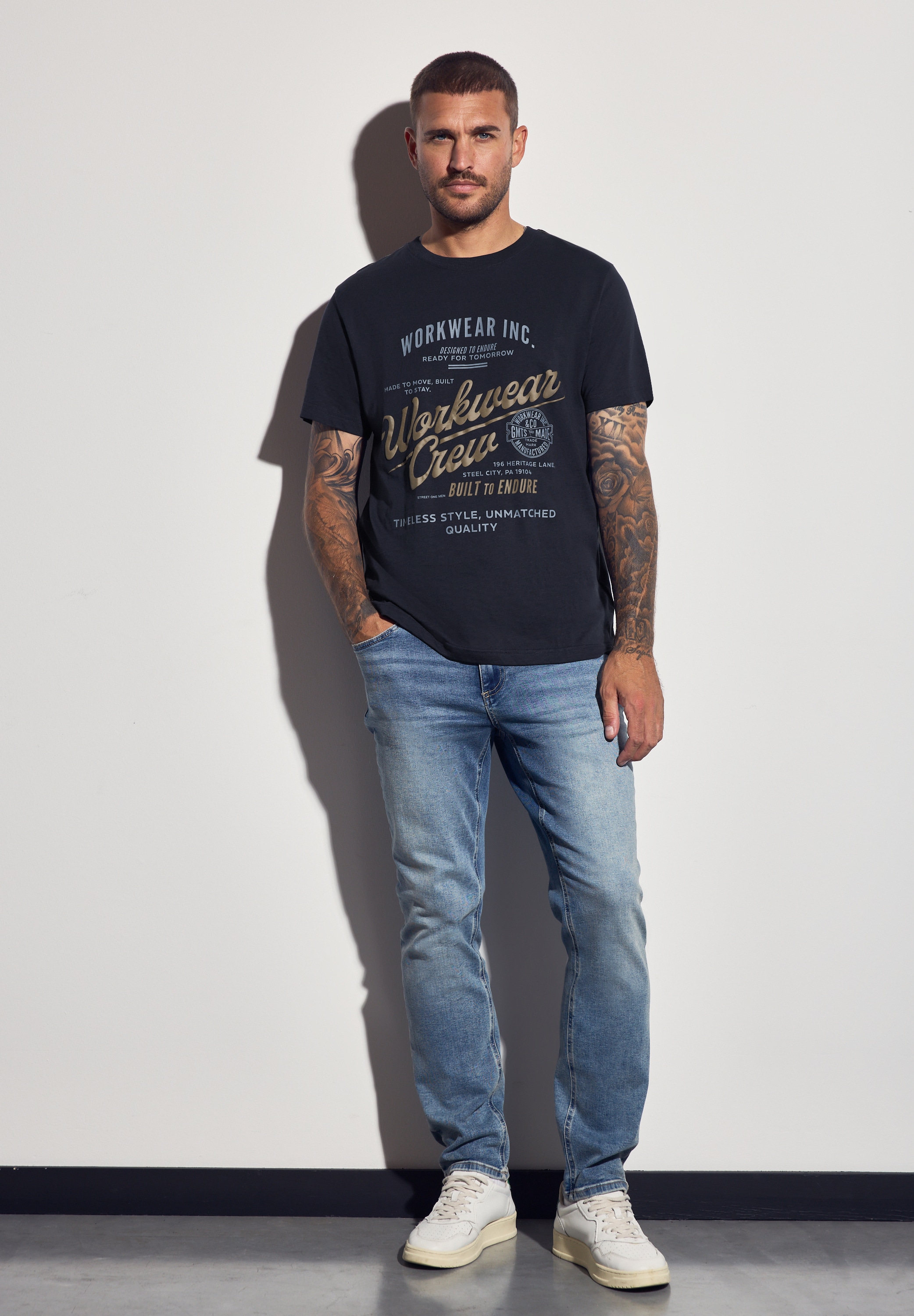 STREET ONE MEN T-Shirt, aus reiner Baumwolle